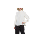 Ivette Pleated Balloon Sleeve Blouse -Natural Pearl