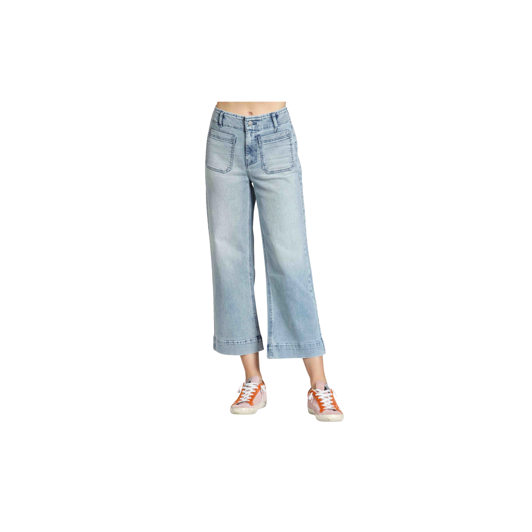 APNY Cropped Wide Leg Pant w/ Patch Pockets -Lt. Indigo