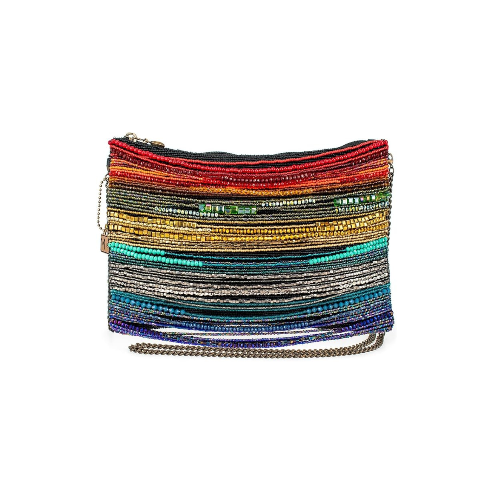 Rainbow Radiance Beaded Crossbody Handbag