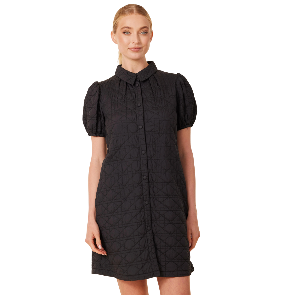 Dolce Cabo Nylon Quilted Dress-Black