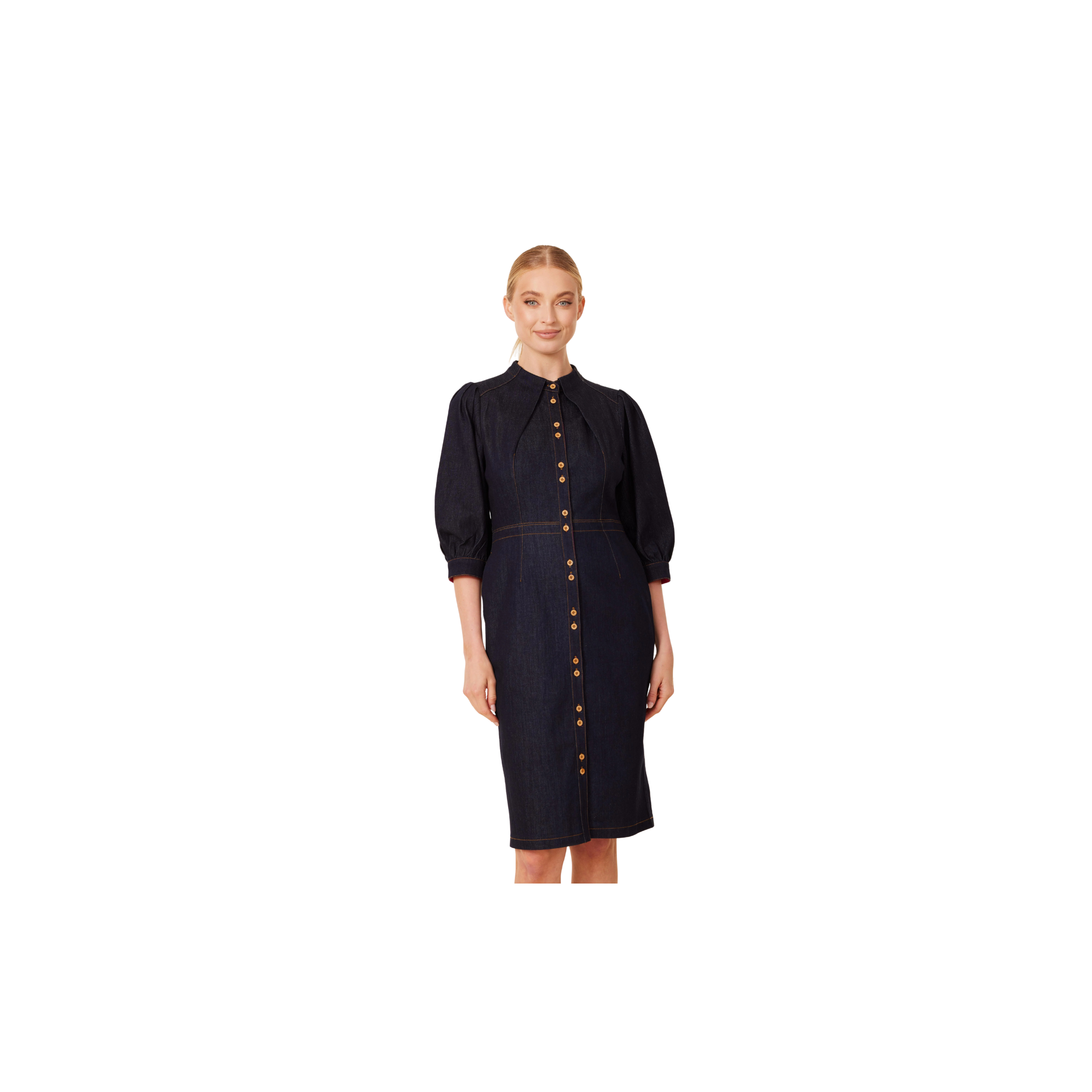 Denim Gold Button Dress