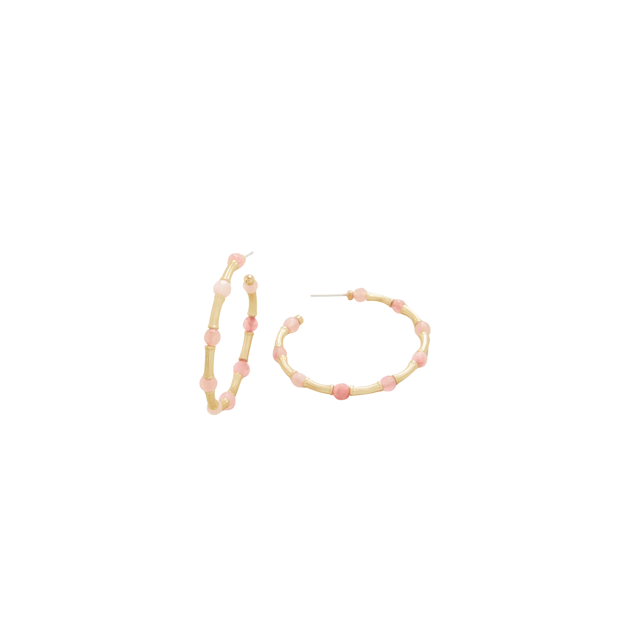 Calm Waters Hoop Earrings- Pink Jade