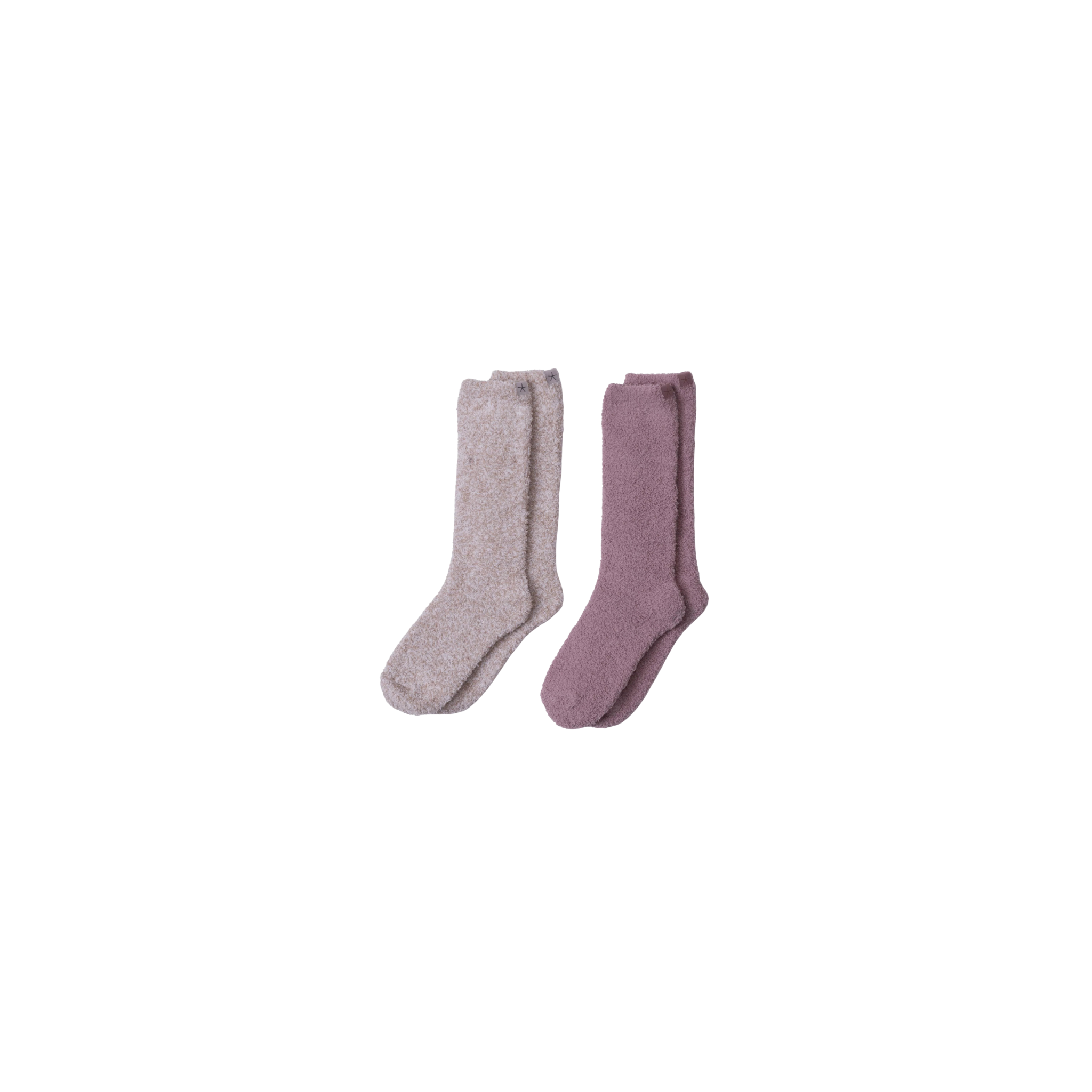 Barefoot Dreams CozyChic 2 Pair Sock Set -Teaberry/Heathered Stone