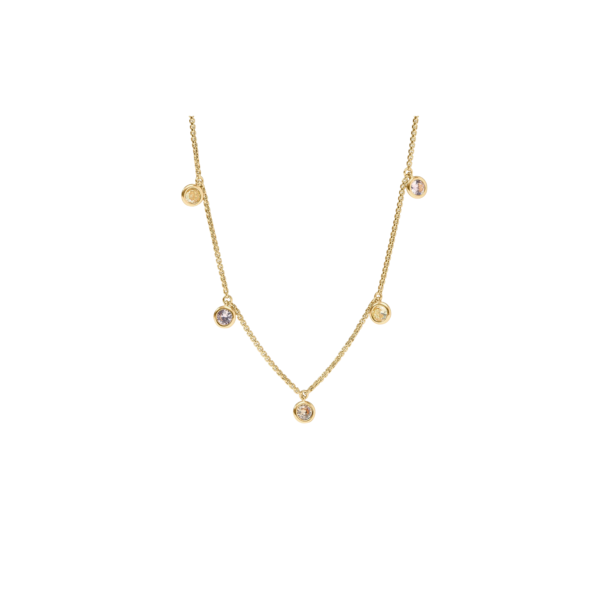 Rainbow Delicate Charm Necklace-Champagne Radiance (OS)