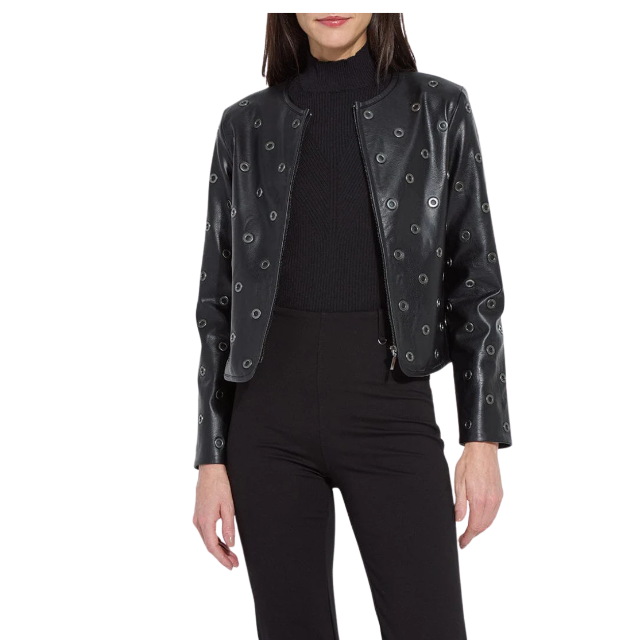 Lysse Geneva Grommet Vegan Leather Jacket -Black