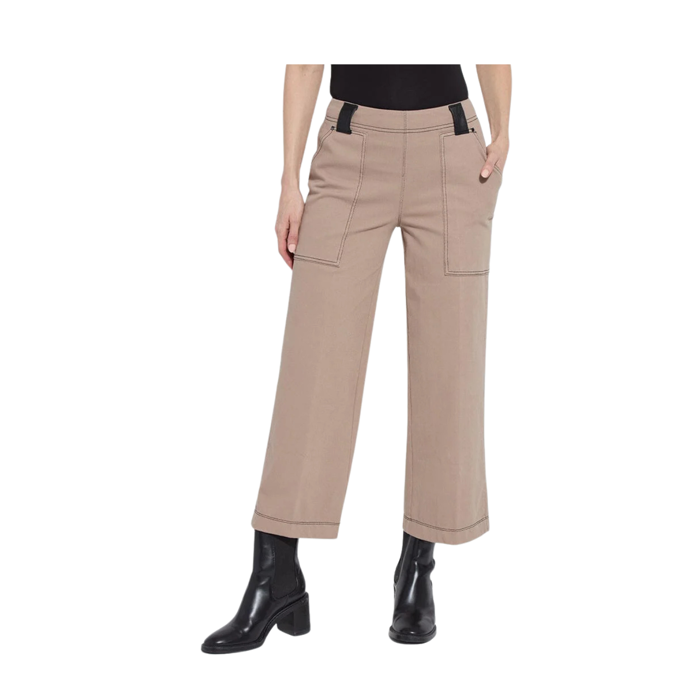 Lysse Valerie Wide Leg Crop Denim Pant -Timeless Taupe