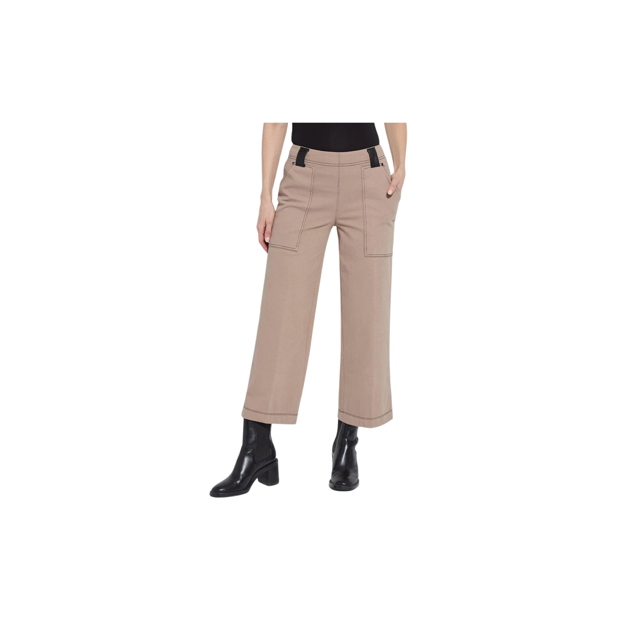 Valerie Wide Leg Crop Denim Pant -Timeless Taupe