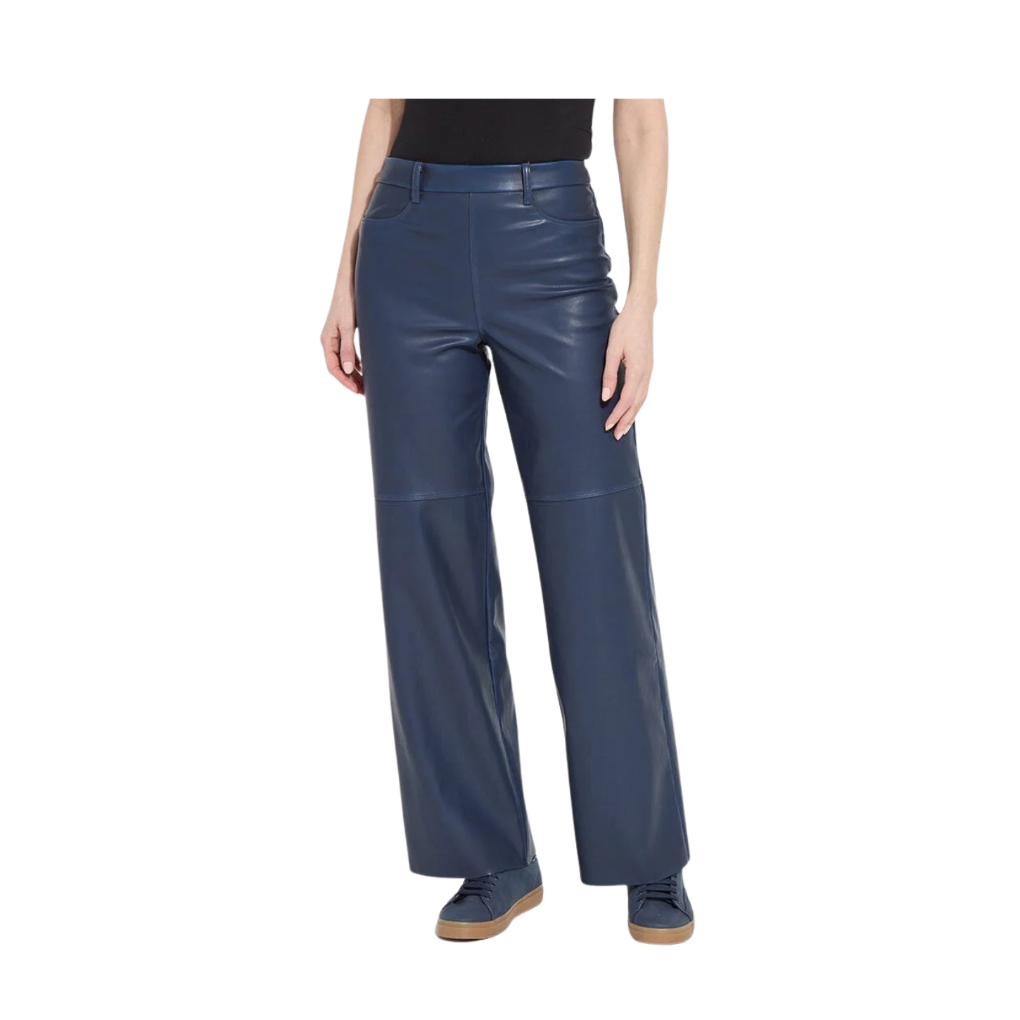 Lysse Cortina Hi Waist Wide Leg Vegan Leather Pant-Deep Blue