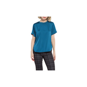 Aline Crew Neck Mix Media Top -Irish Blue