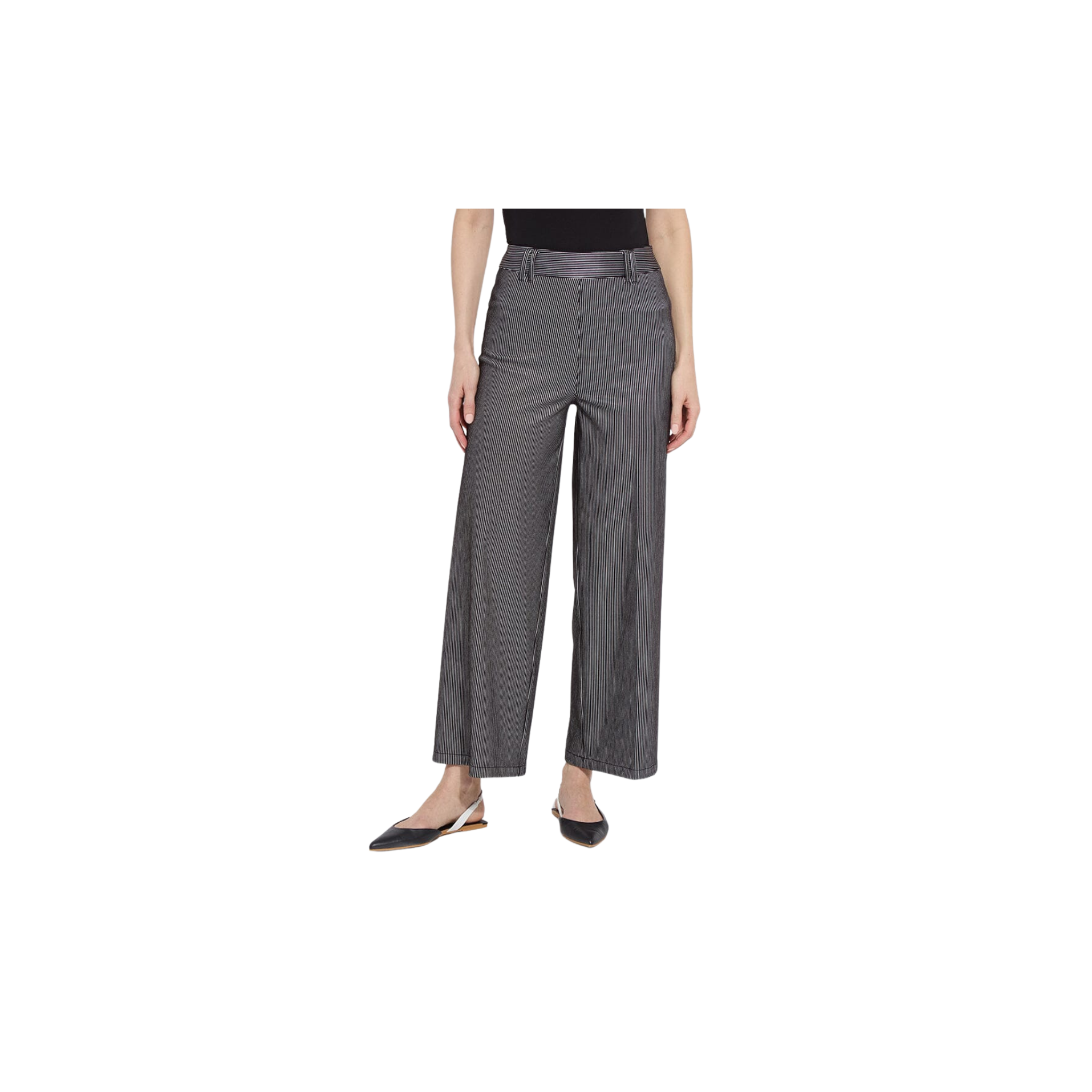 Darlene Hi Waist Wide Leg Denim -Black Sheen