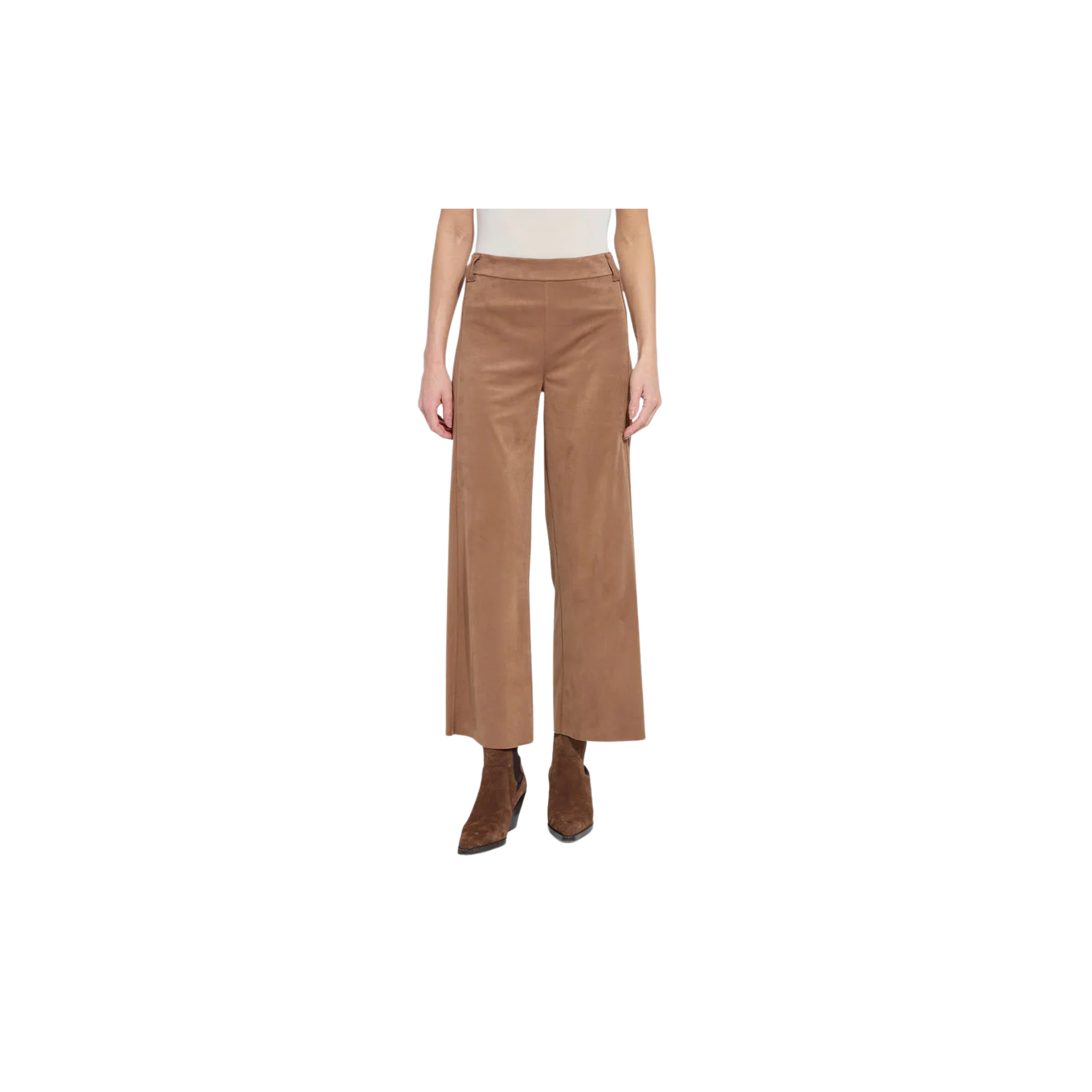 Vionette Vegan Suede Wide Leg Trouser -Lux Camel