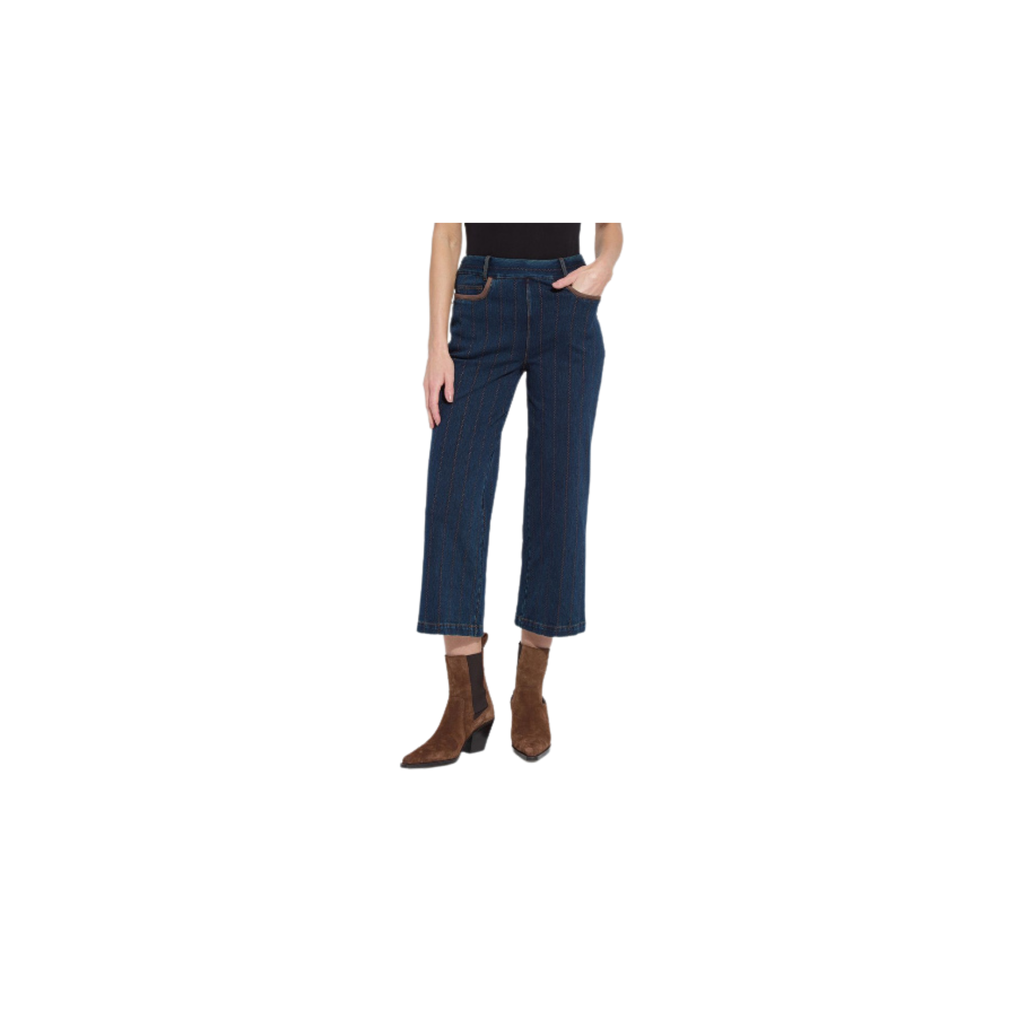 Landon Embroidered Wide Leg Denim Pant- Indigo