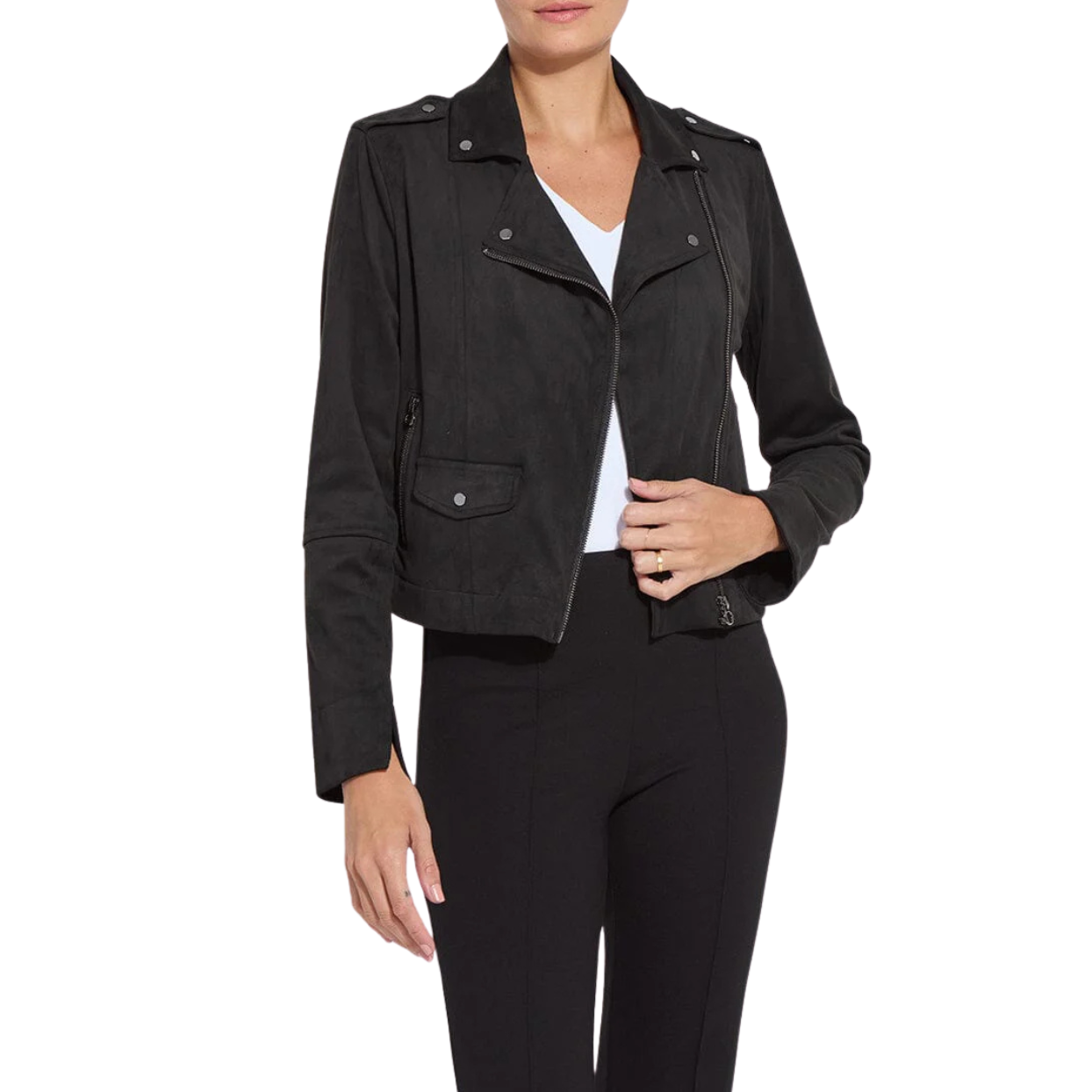 Lysse Amelia Moto Vegan Suede Jacket-Black