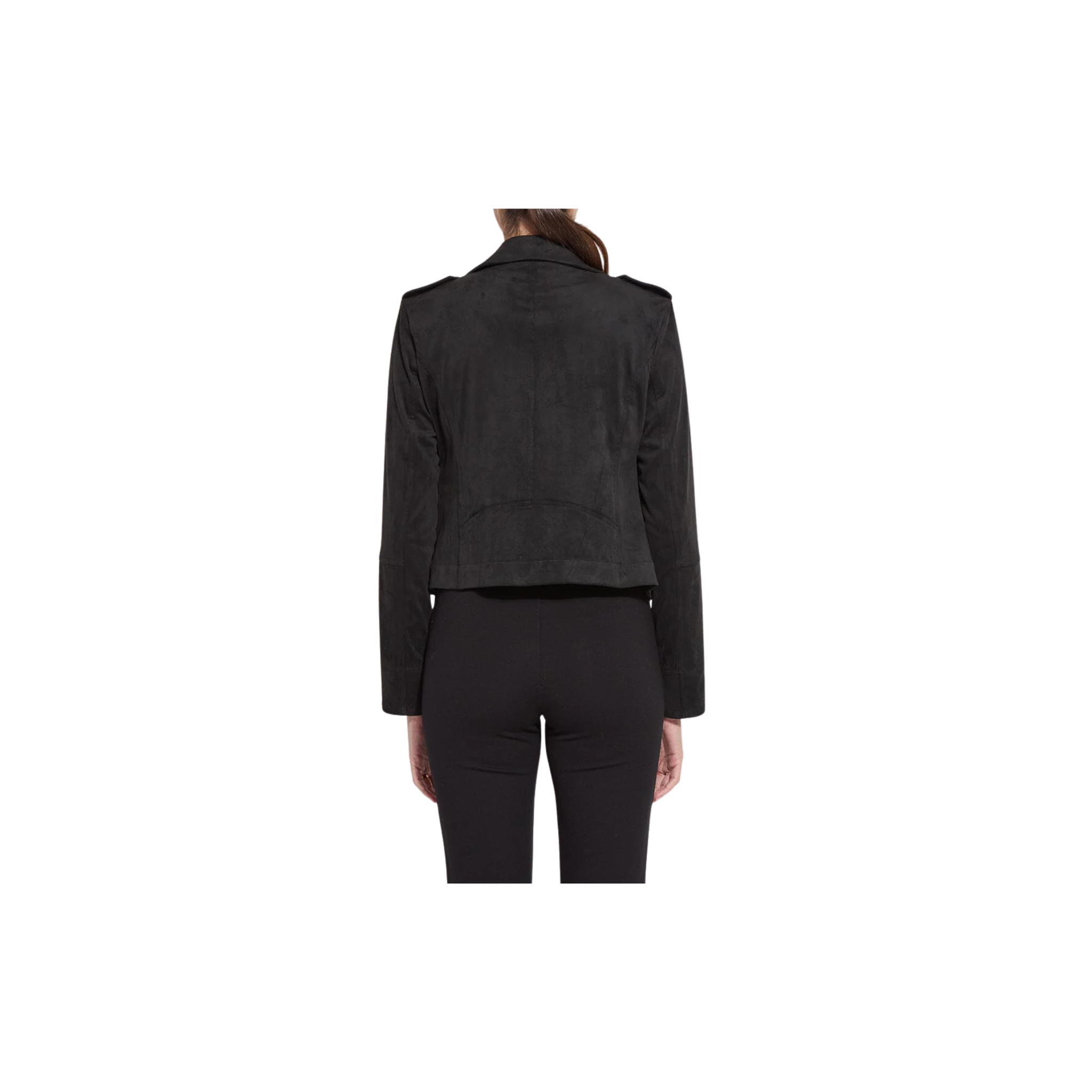 Amelia Moto Vegan Suede Jacket-Black