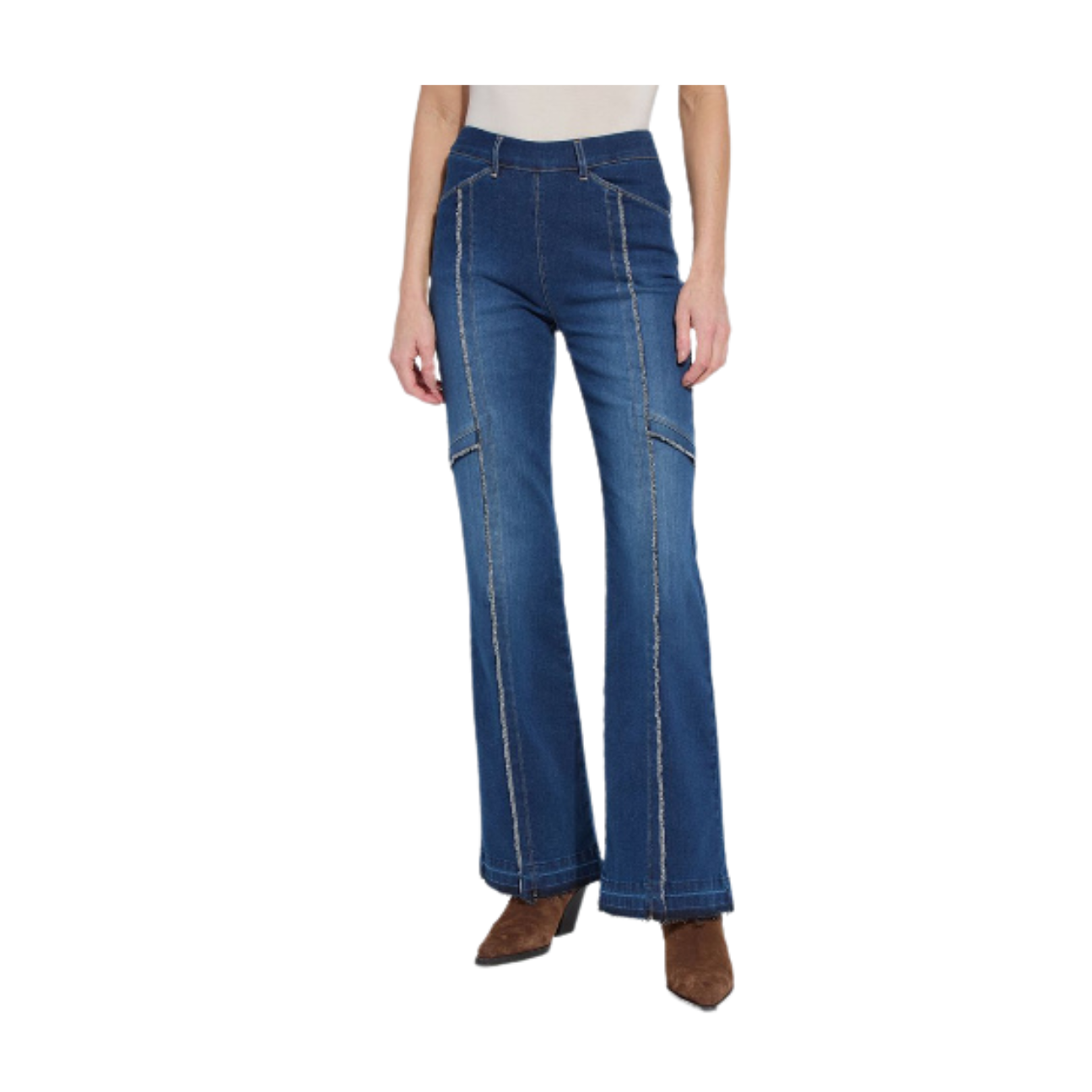 Lysse Felicity Fringe Wide Leg Denim Trouser-Light Indigo