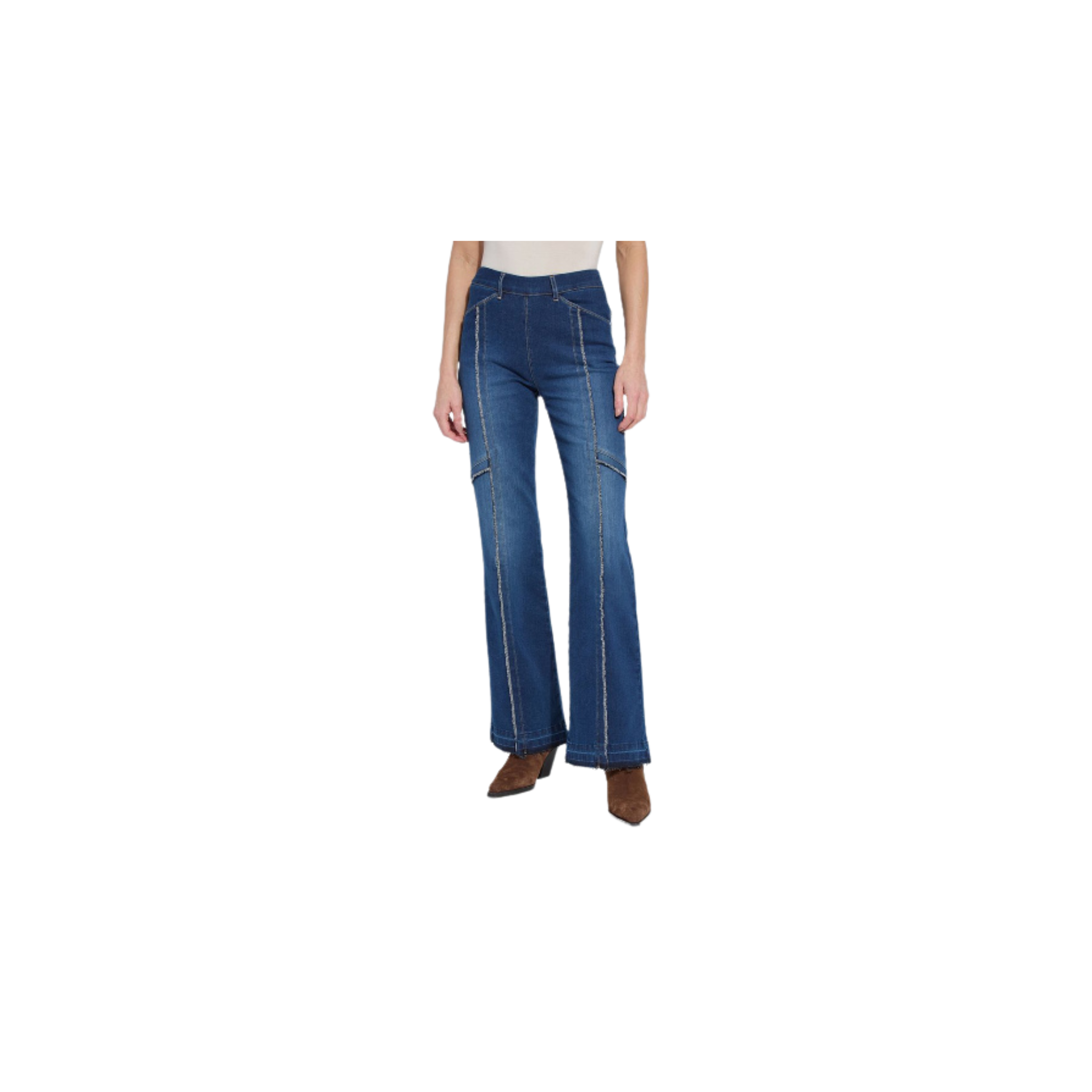 Felicity Fringe Wide Leg Denim Trouser-Light Indigo