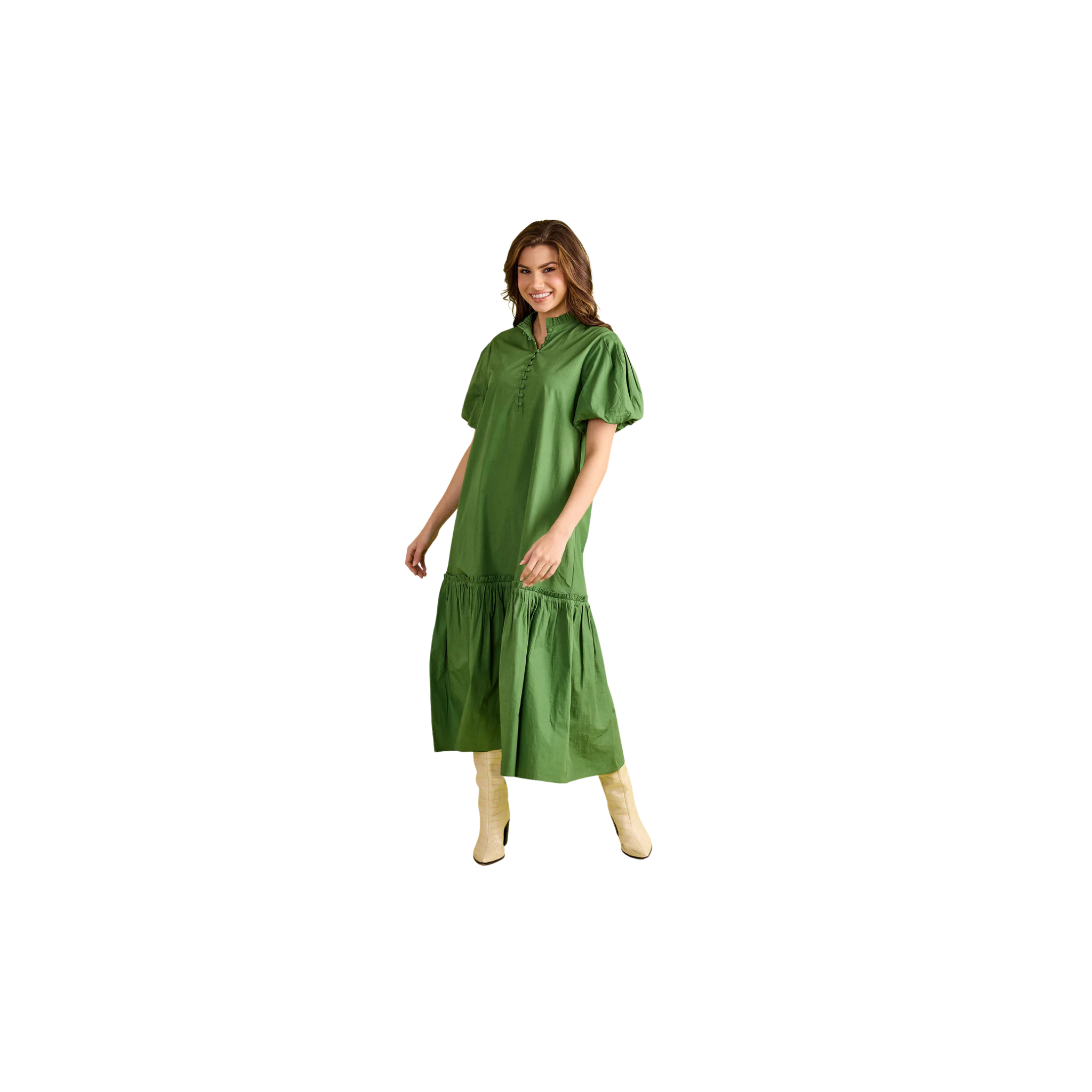 Double A Carly Dress-Boxwood