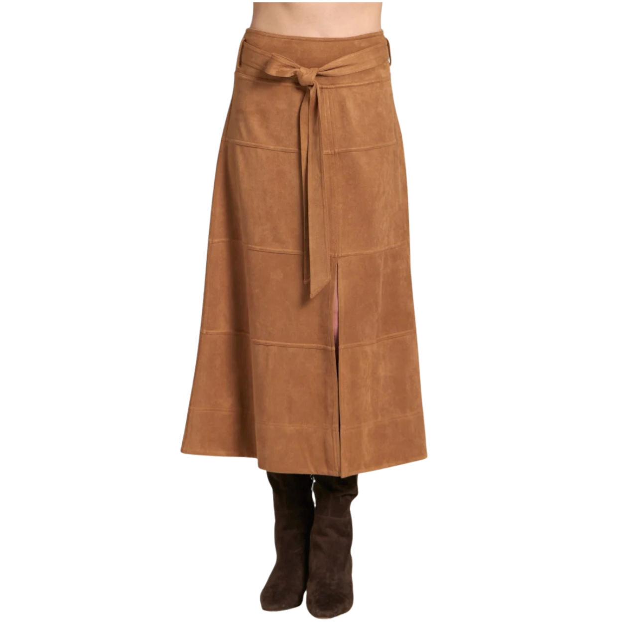 APNY Vegan Suede Skirt-Caramel