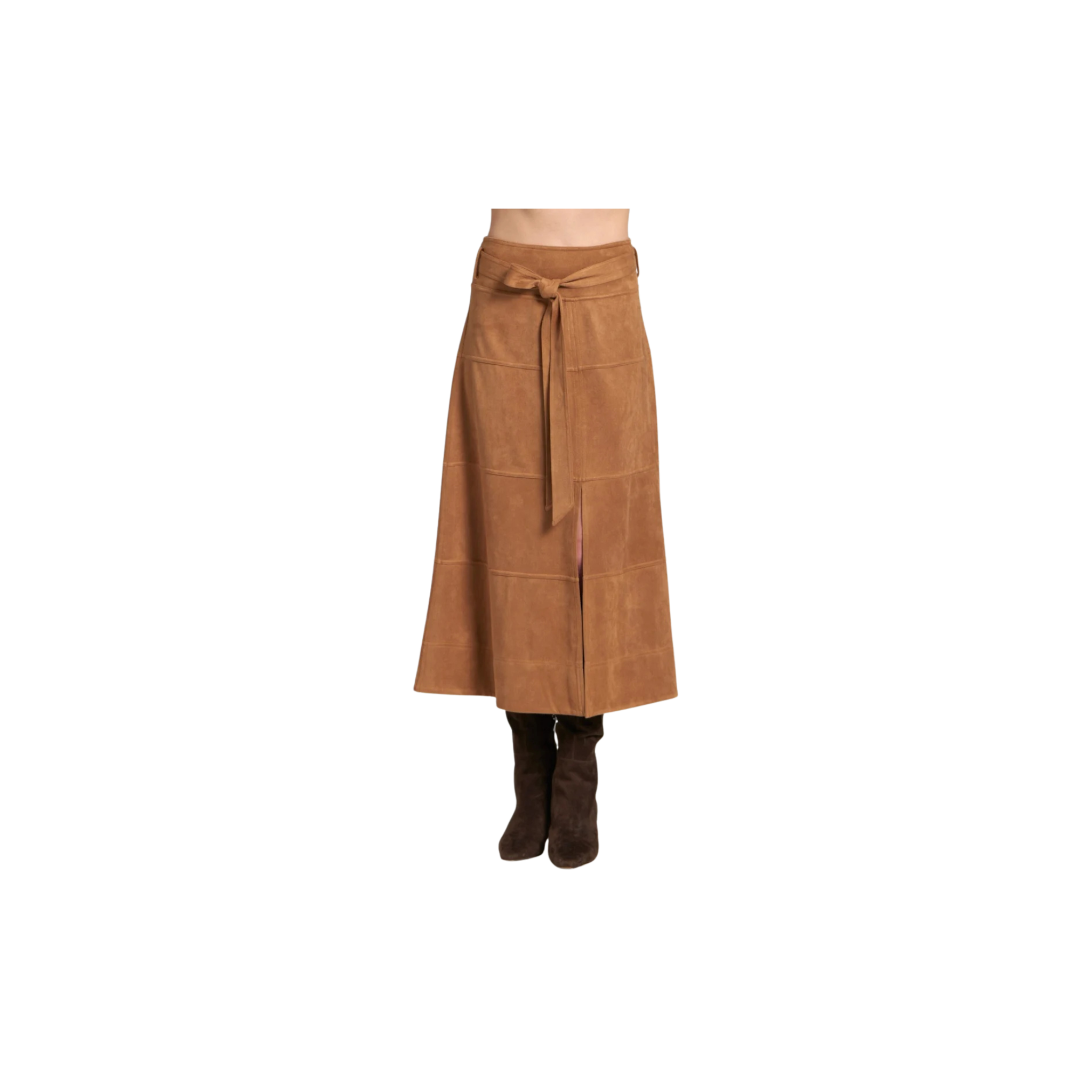 APNY Vegan Suede Skirt-Caramel