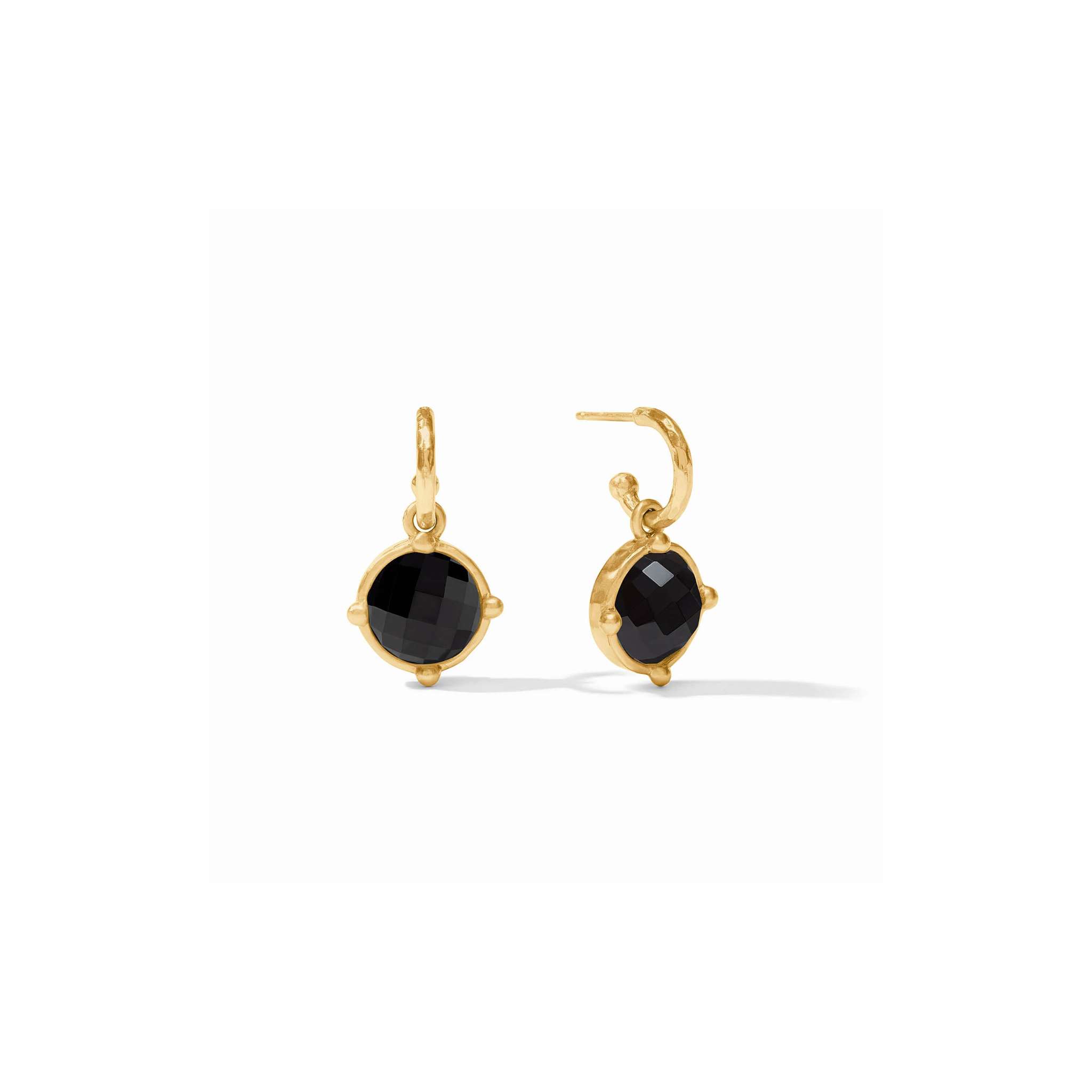 Honeybee Hoop & Charm Earring -Obsidian Black/Gold