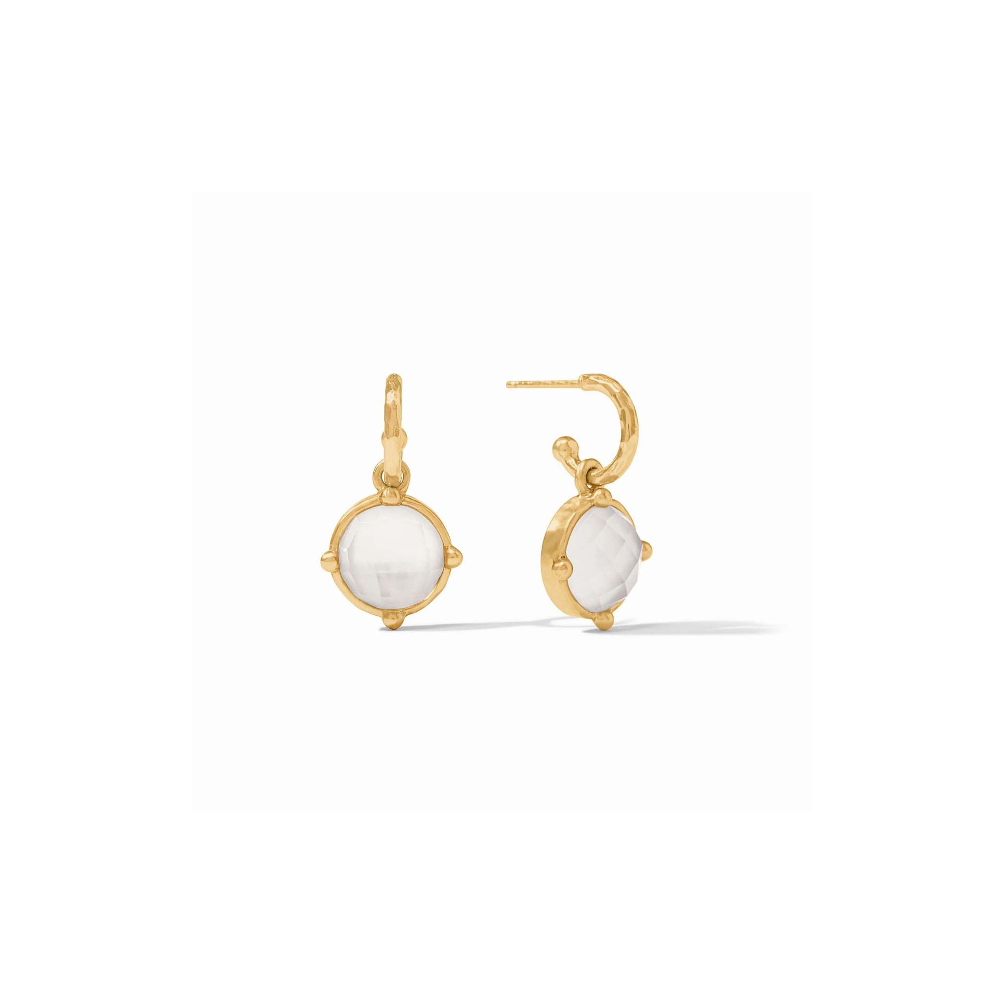 Honeybee Hoop & Charm Earring -Iridescent Clear Crystal/Gold
