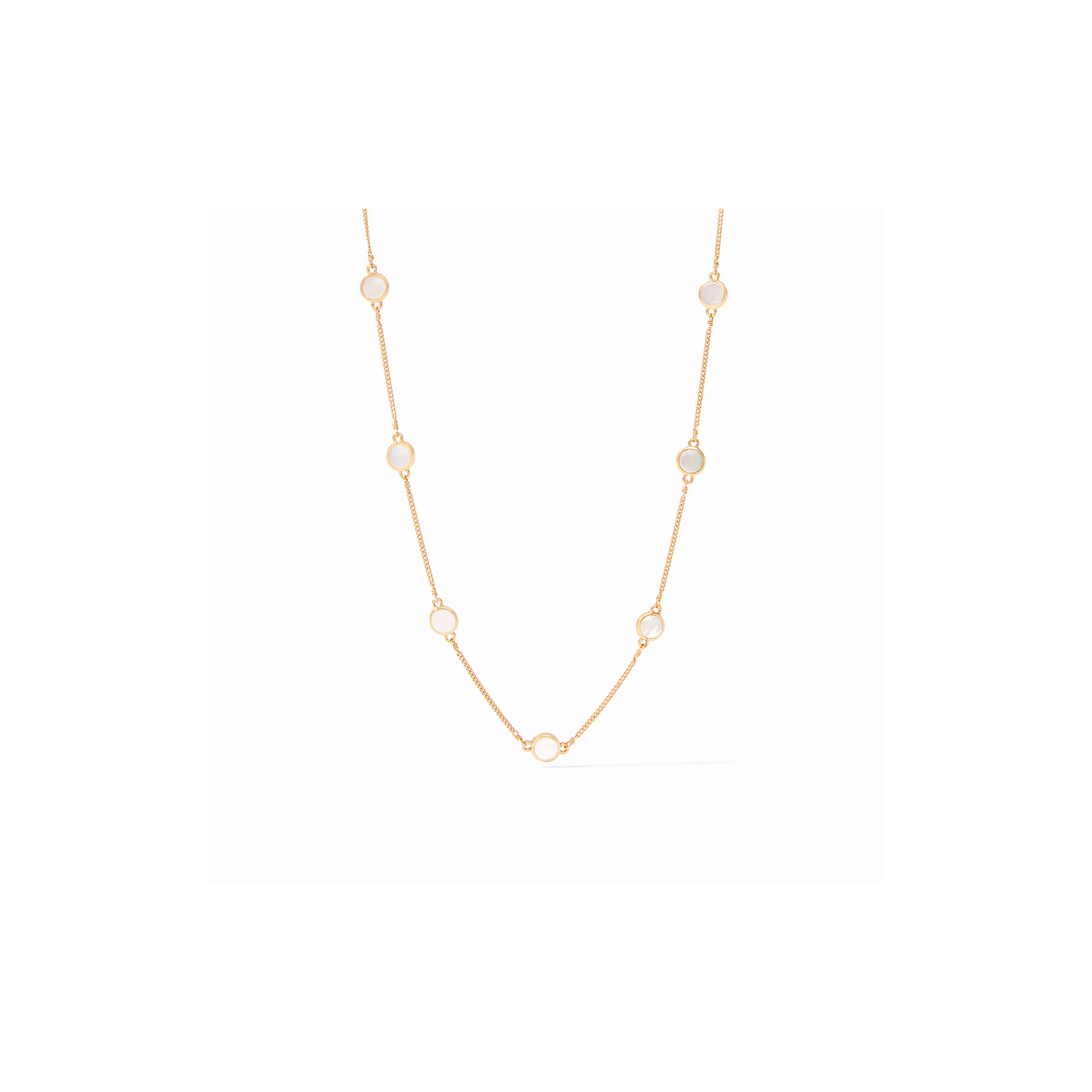 Valencia Delicate Station Necklace -Mother of Pearl/Gold