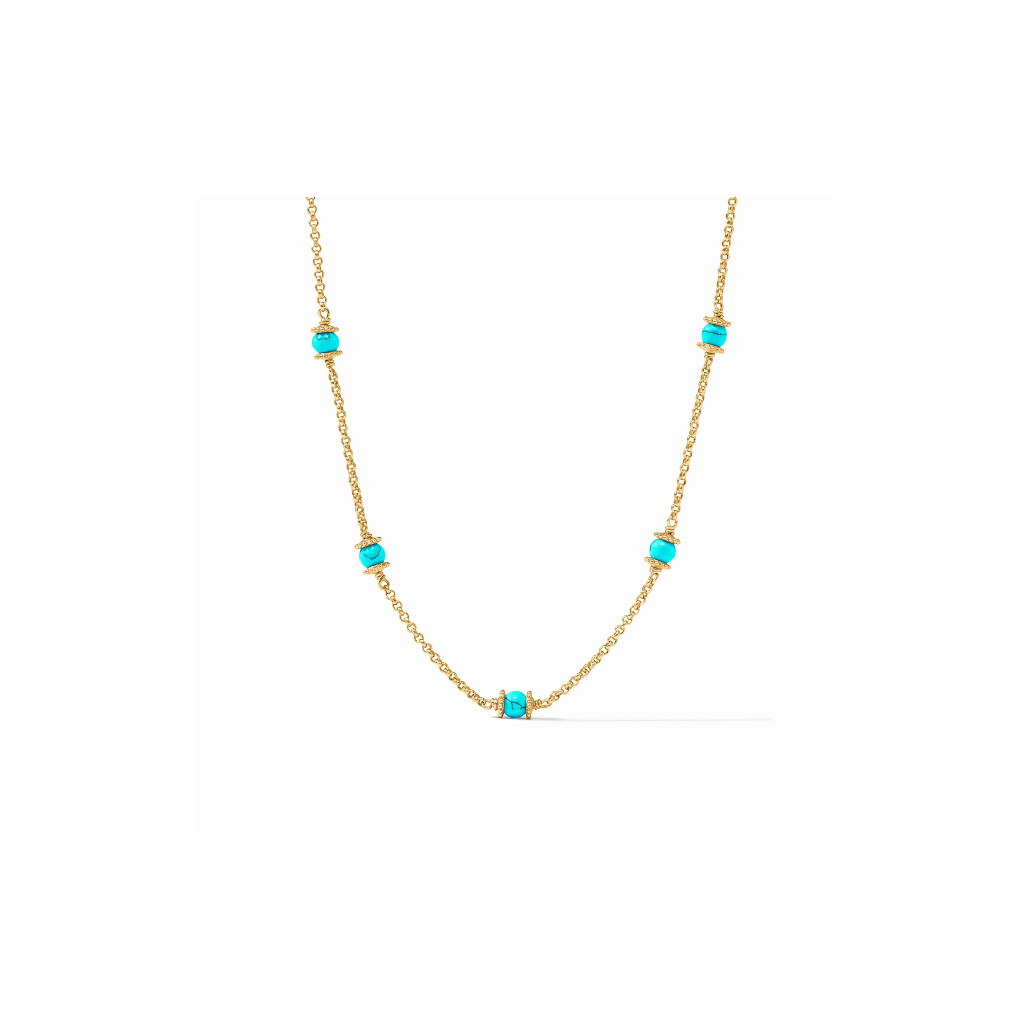 Hydra Delicate Station Necklace -Turquoise Blue/Gold