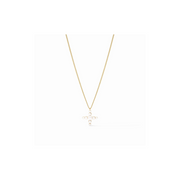 Gumdrop Cross Delicate Necklace -Pearl/Gold