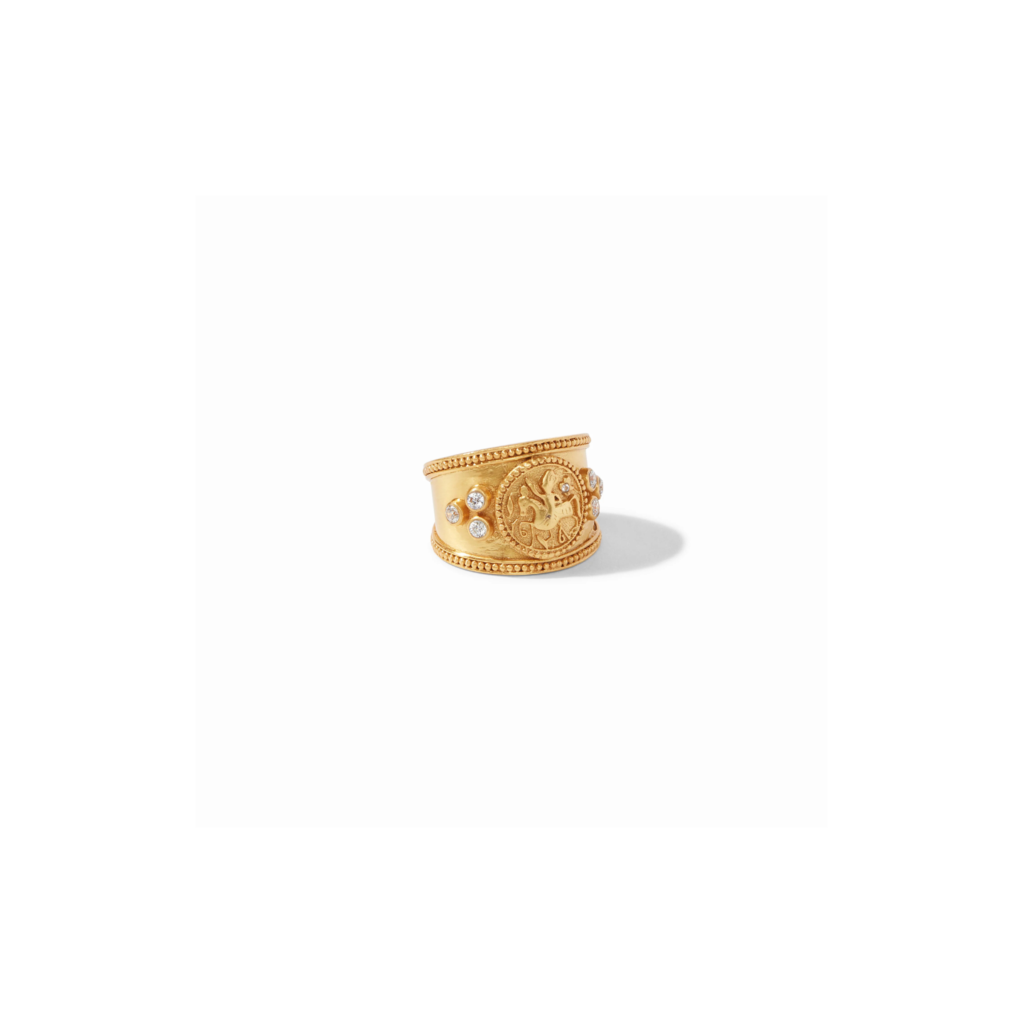 Coin Crest Ring -Cubic Zirconia/Gold (size 8)