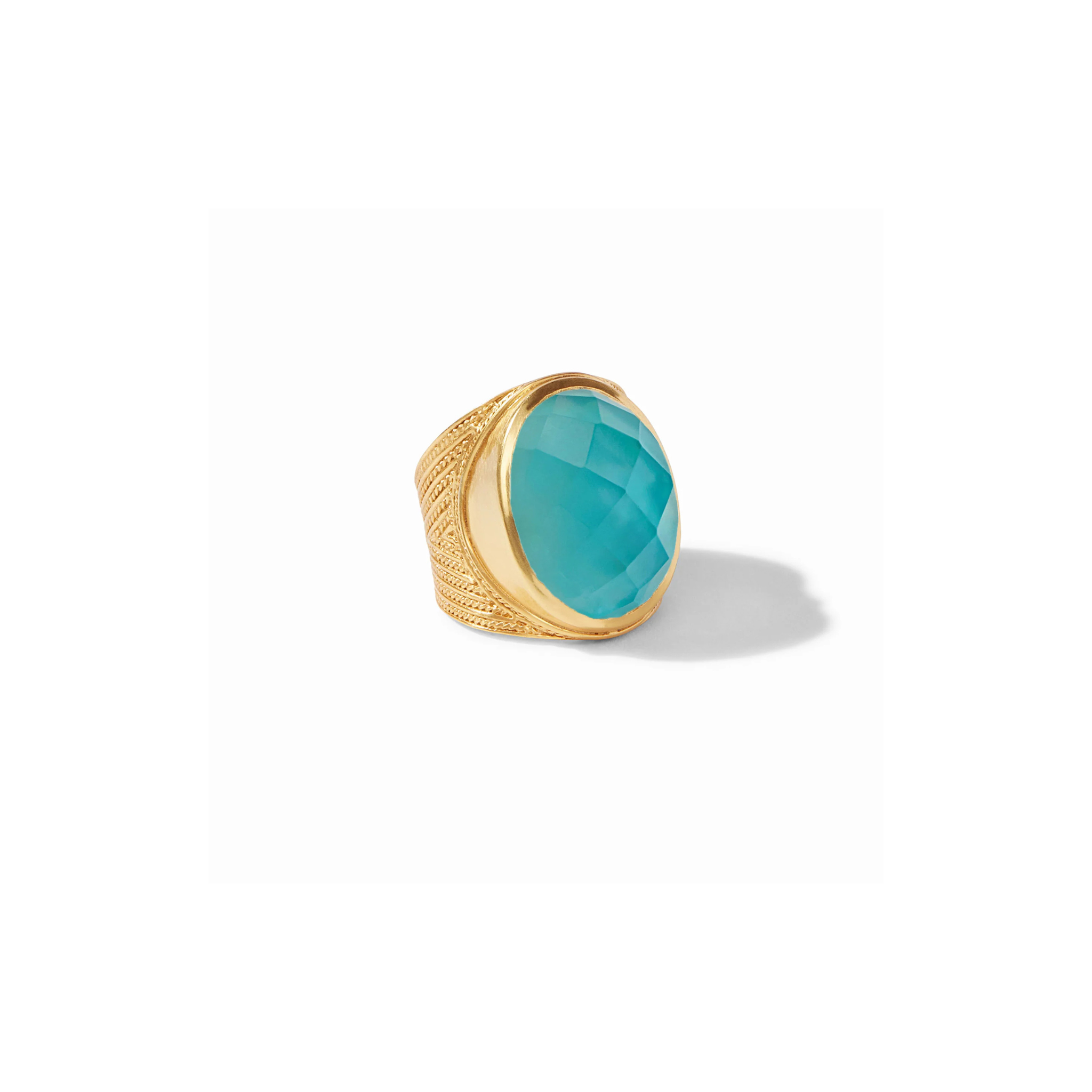 Verona Statement Ring -Iridescent Bahamian Blue/Gold (size 8)