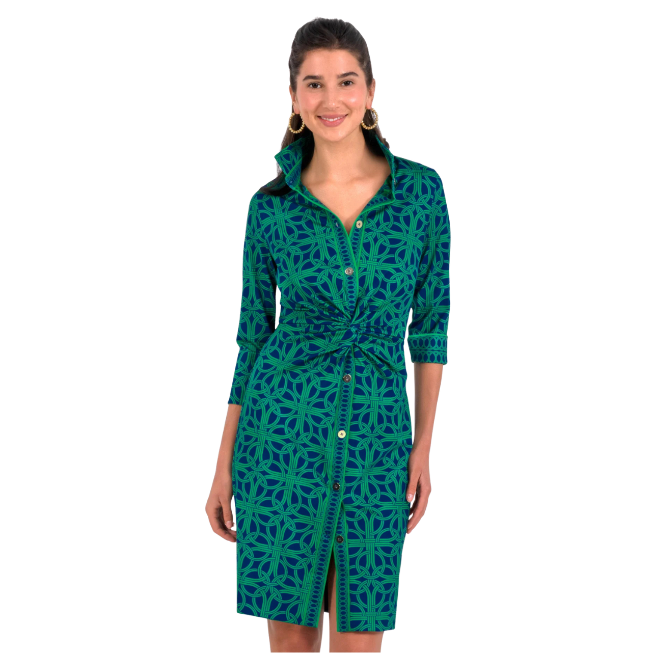 Twist & Shout Dress -Ring Toss Navy/Kelly