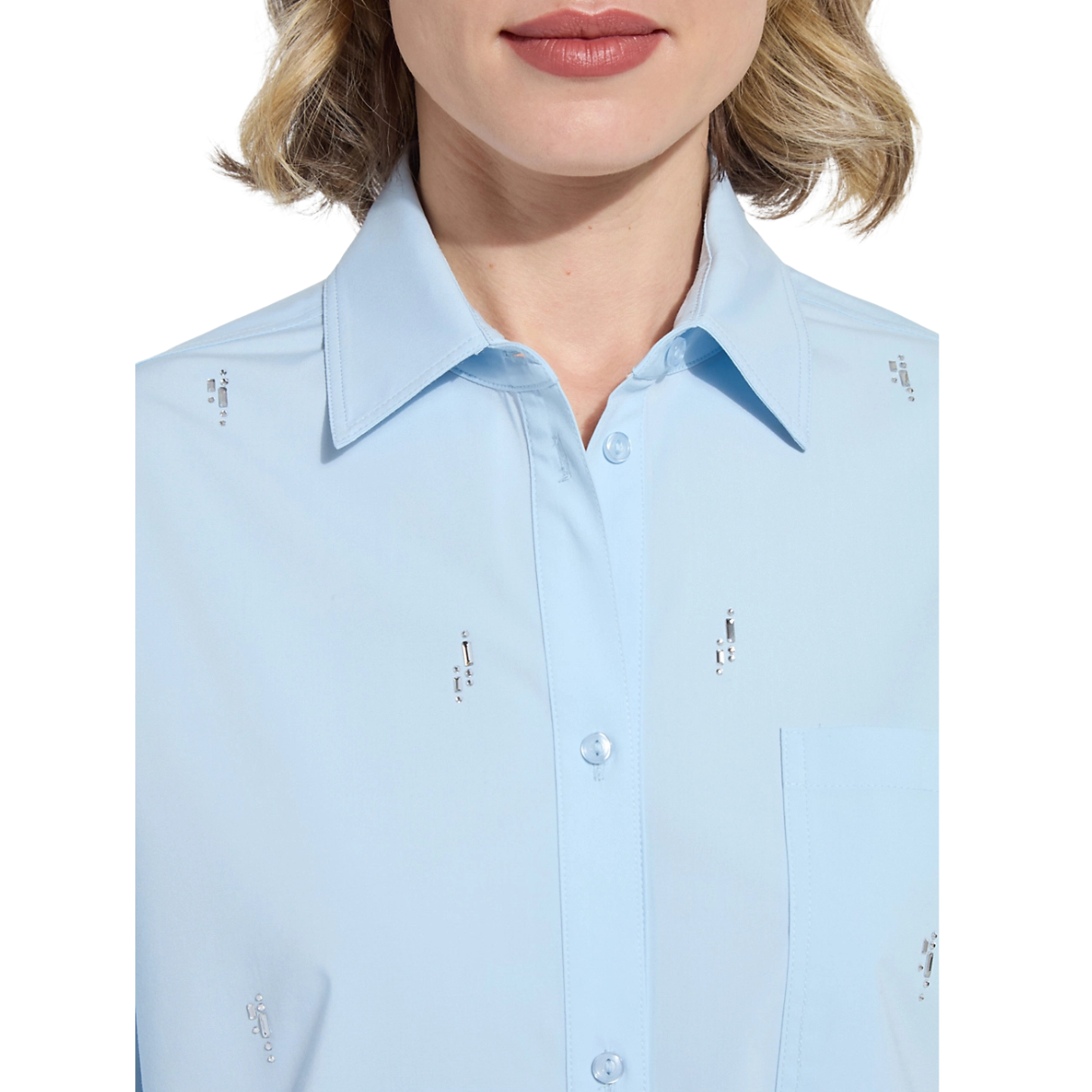 Lysse Skye Crystal Embellished LS Shirt - Blue Belle