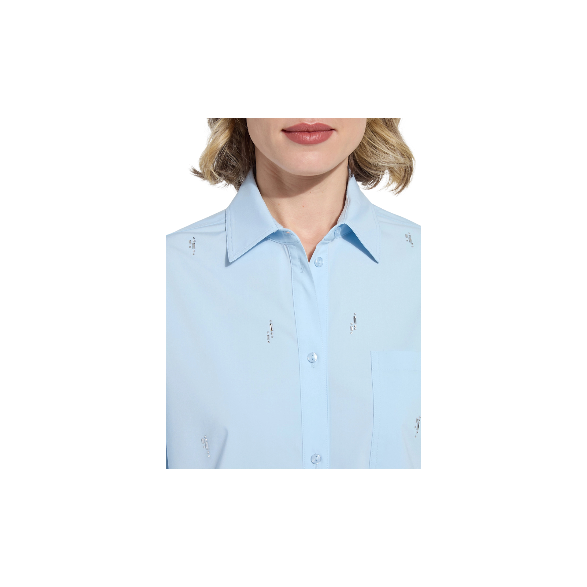 Skye Crystal Embellished LS Shirt - Blue Belle