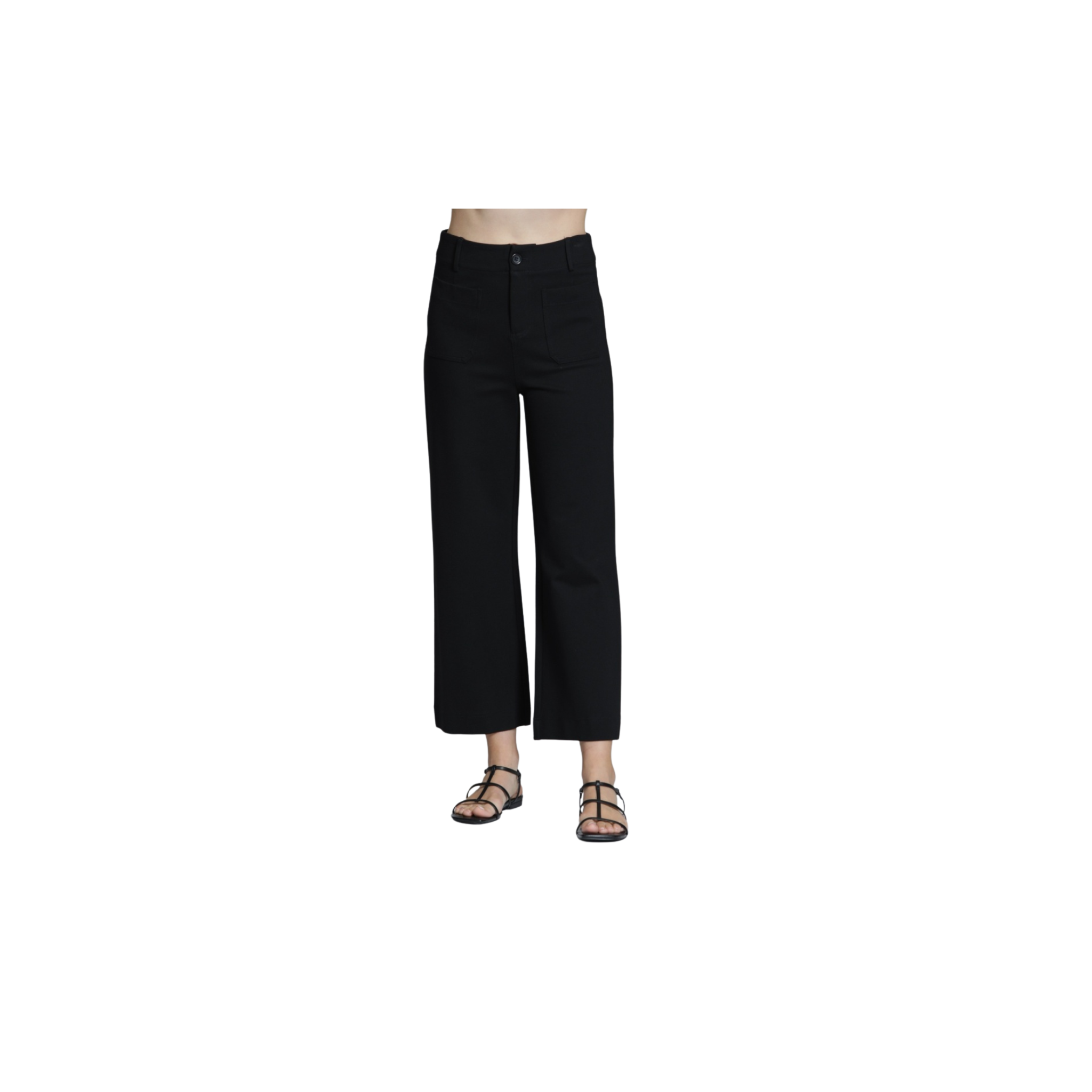APNY Ponte Cropped Wide Leg Pant w/ Patch Pocket
