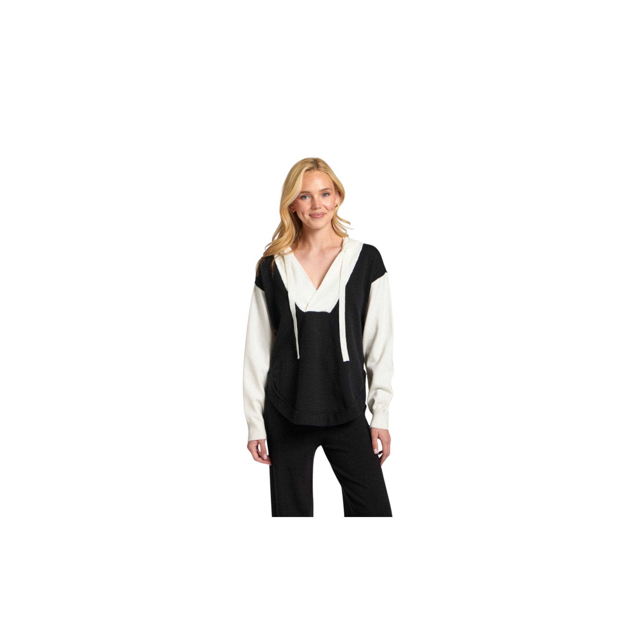 APNY Color Block Hooded Sweatshirt -Black/White
