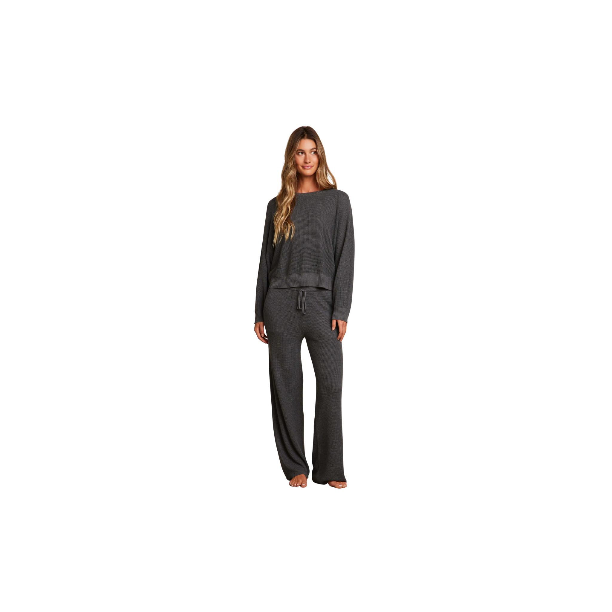 Barefoot Dreams Luxeblend Waffle Knit Pullover -Anchor
