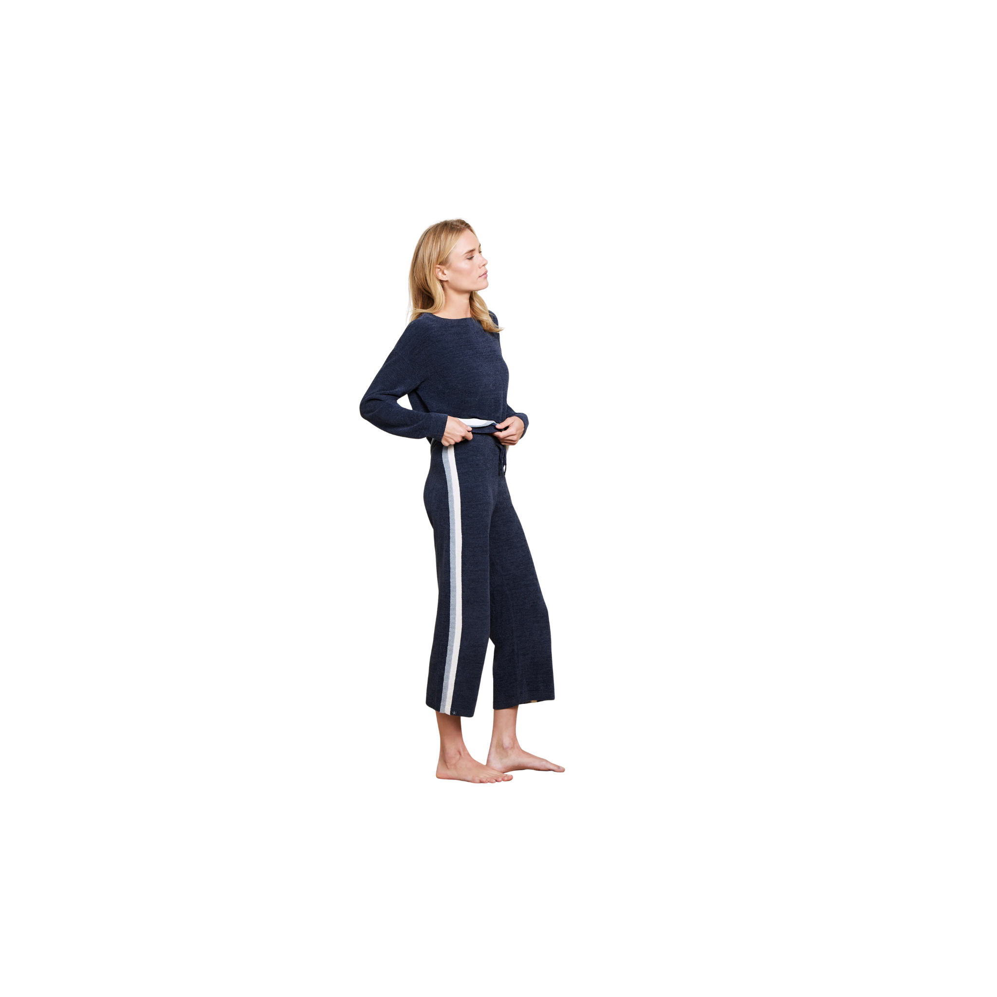 Barefoot Dreams CozyChic Ultra Lite Multi Stripe Wide Leg Pant -Indigo Multi