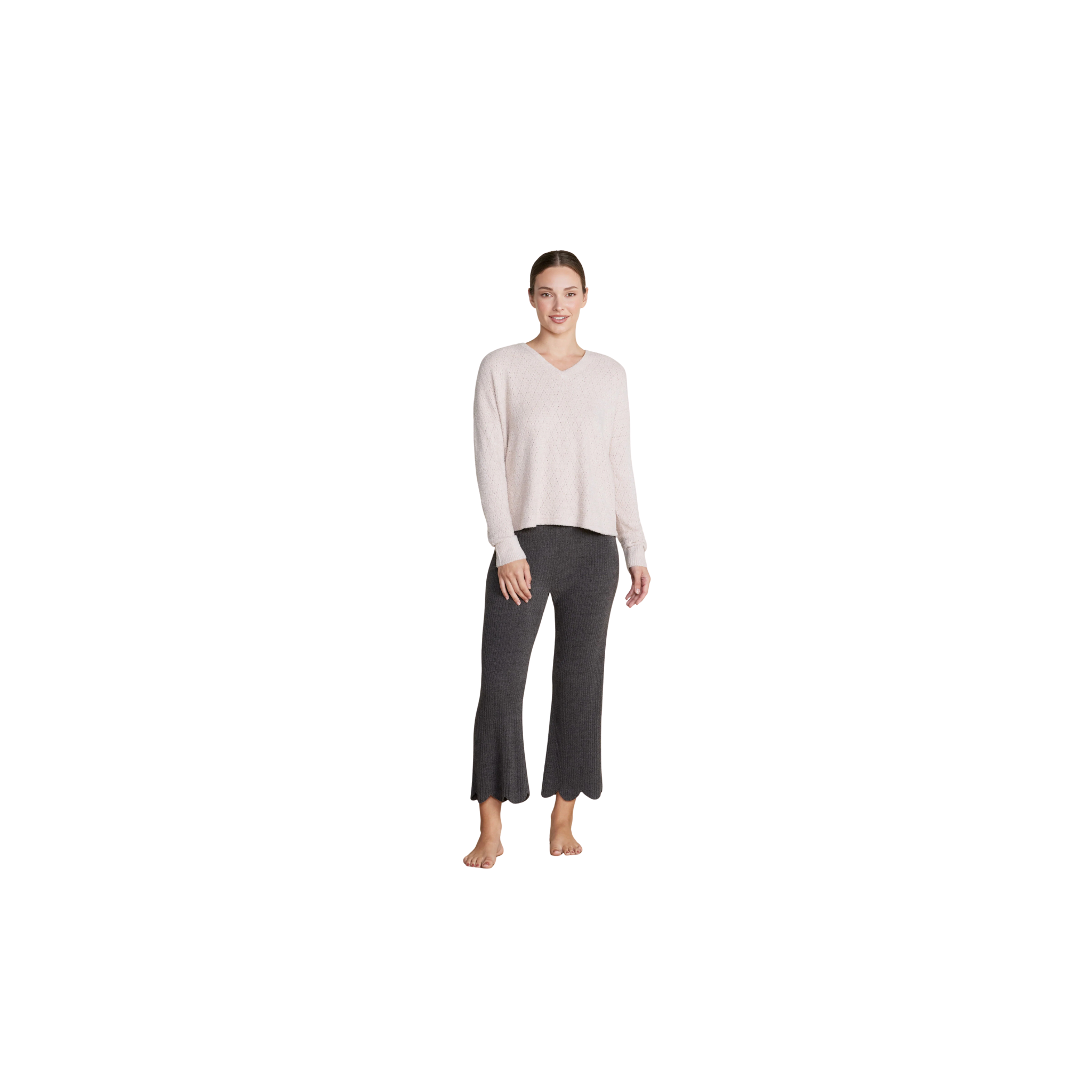 Barefoot Dreams CozyChic Lite® Diamond Pointelle Pullover -Chai