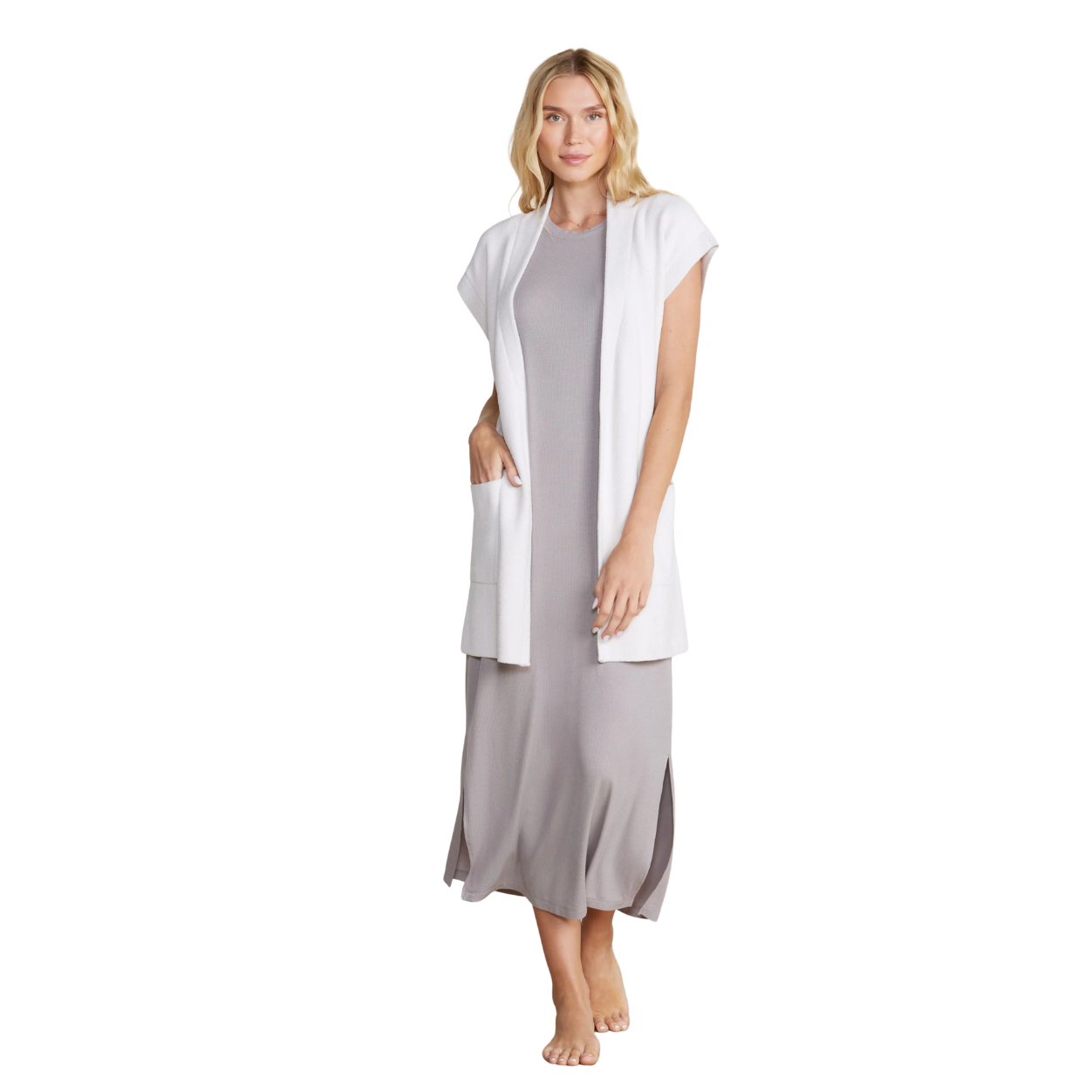 Barefoot Dreams CozyChic Ultra Lite® Waist Tie Vest -Sand Dune