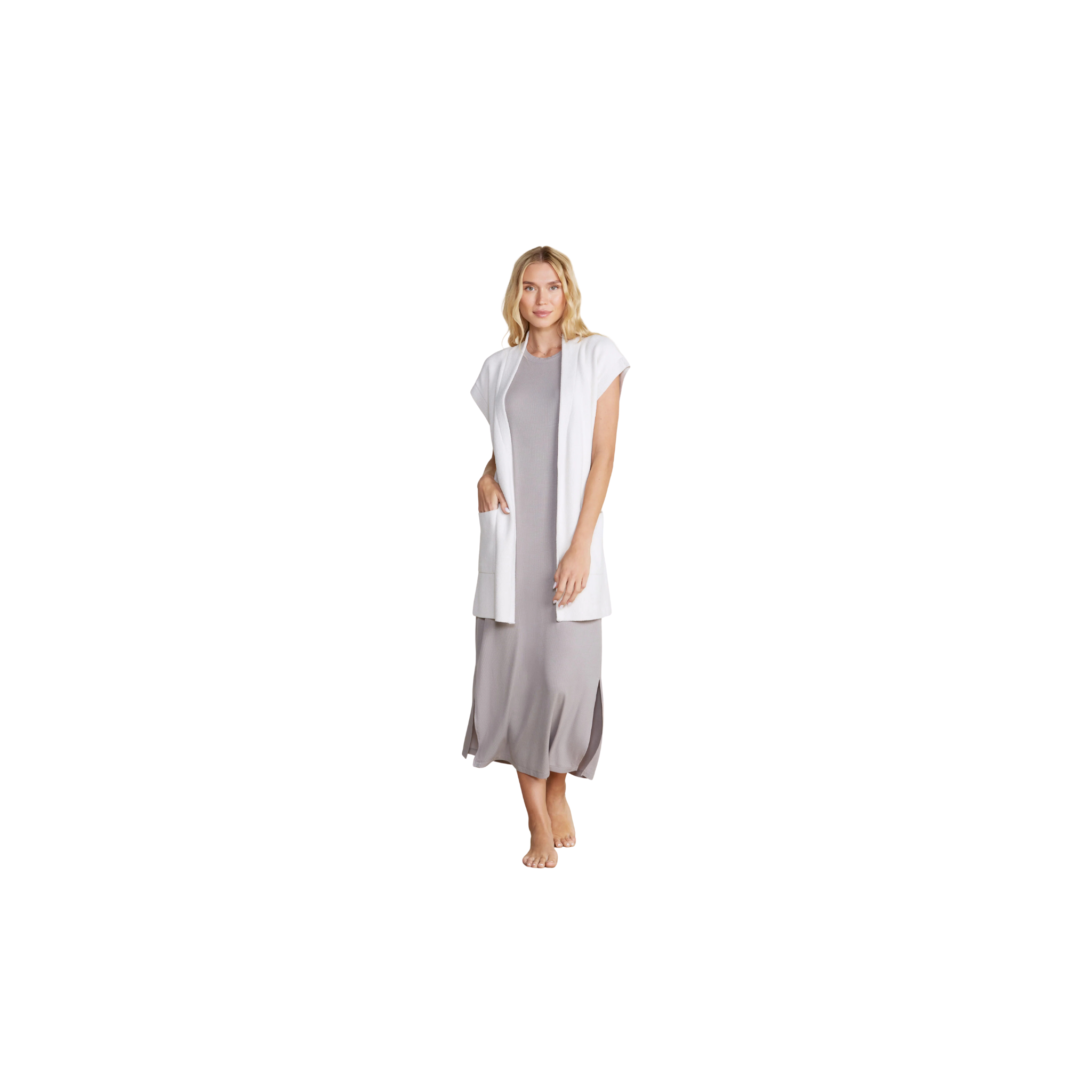 Barefoot Dreams CozyChic Ultra Lite® Waist Tie Vest -Sand Dune