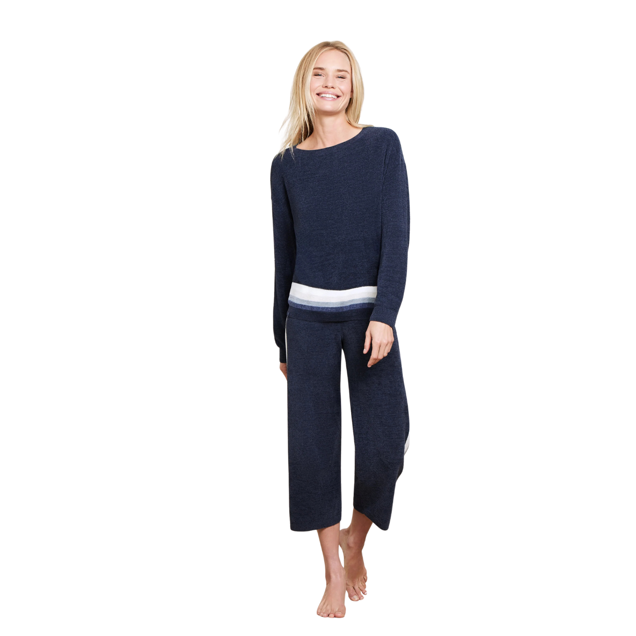Barefoot Dreams CozyChic Ultra Lite Multi Stripe Pullover -Indigo Multi