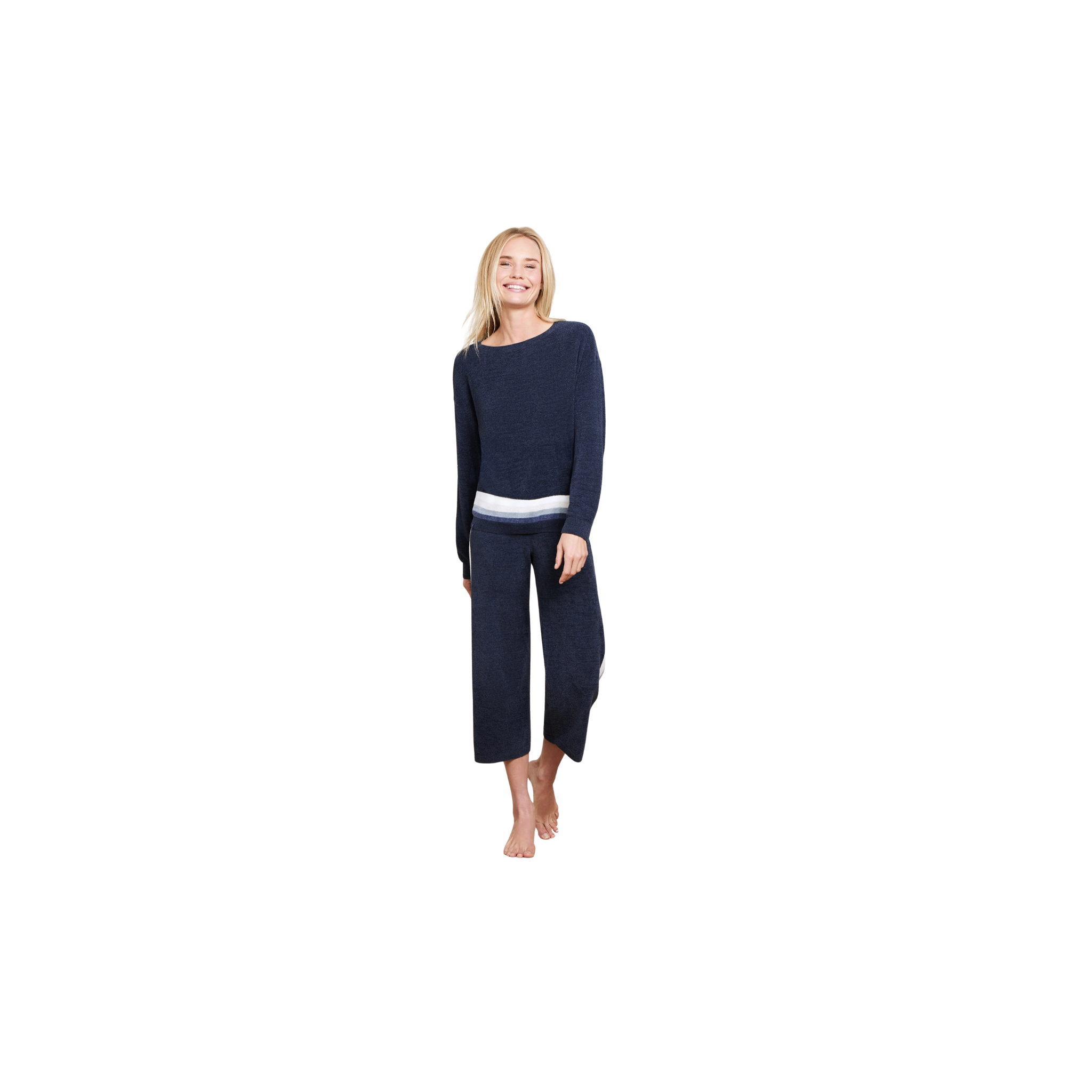 Barefoot Dreams CozyChic Ultra Lite Multi Stripe Pullover -Indigo Multi