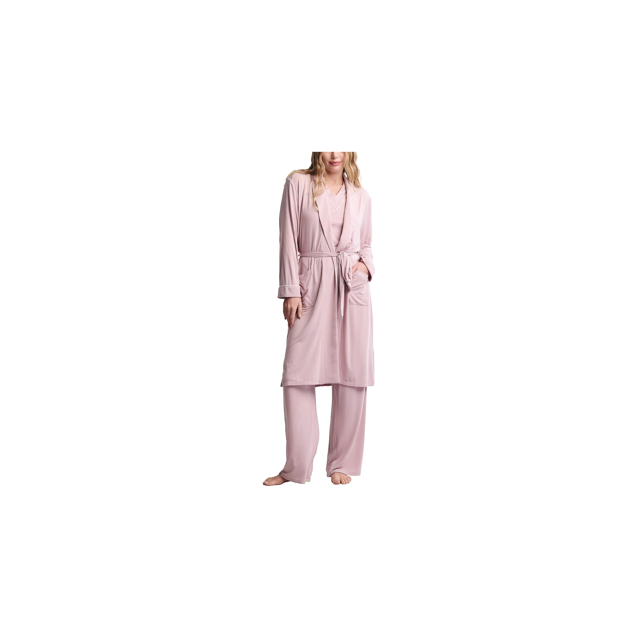 Barefoot Dreams Luxe Milk Jersey Robe with Piping -Teaberry