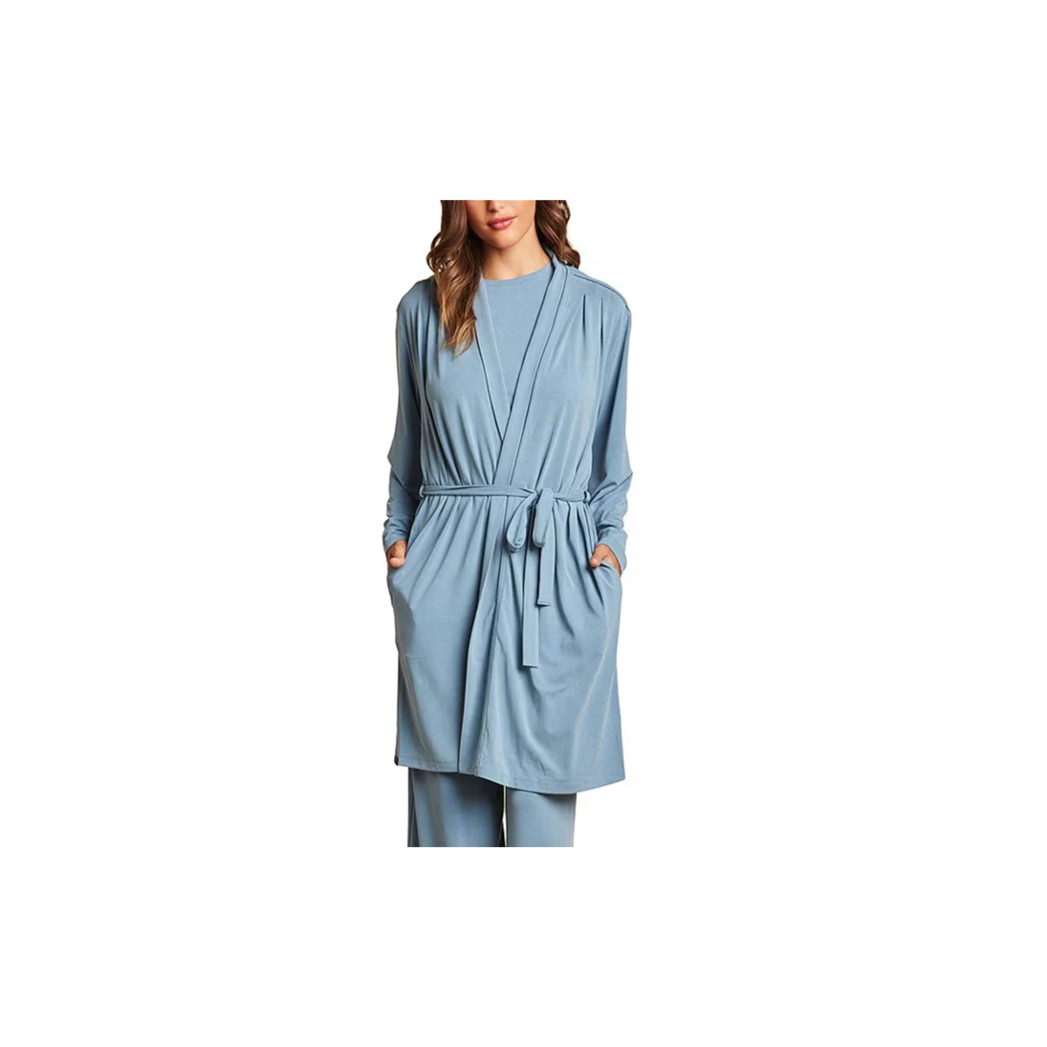 Barefoot Dreams Malibu Collection Sand Washed Jersey Midi Robe -Seashore