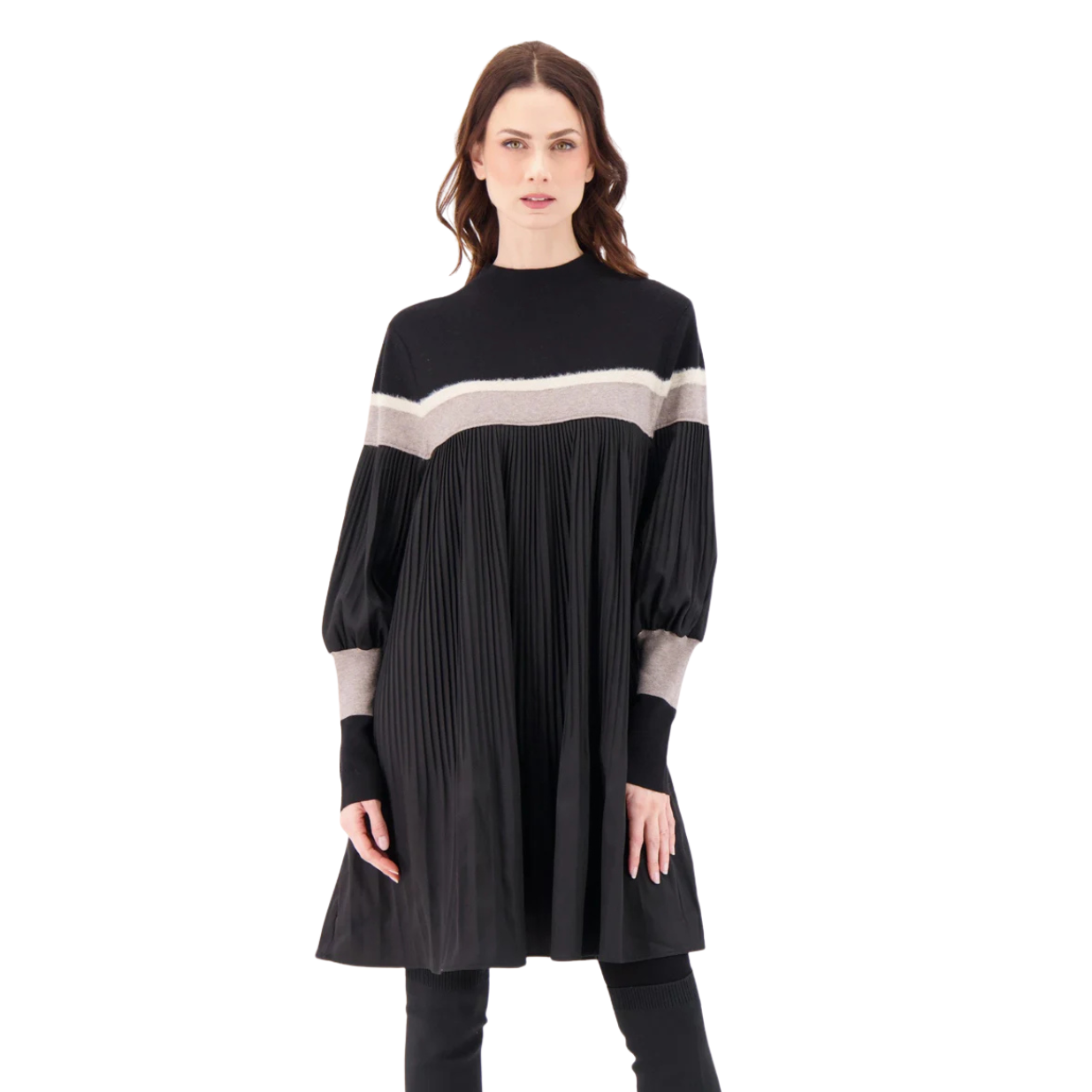 Gabby Isabella Pleated Tunic Dress -Black