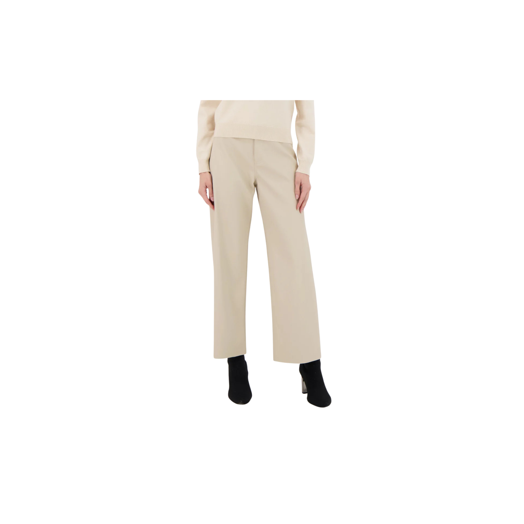 Gabby Isabella Faux Leather Straight Leg Pant -Sand