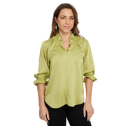 Lior Paris Hailey Ruffle V-Neck Top -Leaf Green