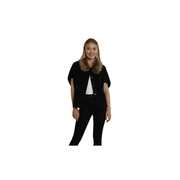 Dolce Cabo Faux Fur Collar Short Sleeve Cardigan -Black/Chestnut