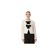 Dolce Cabo Velvet Bow Tweed Blazer -Creme/Black