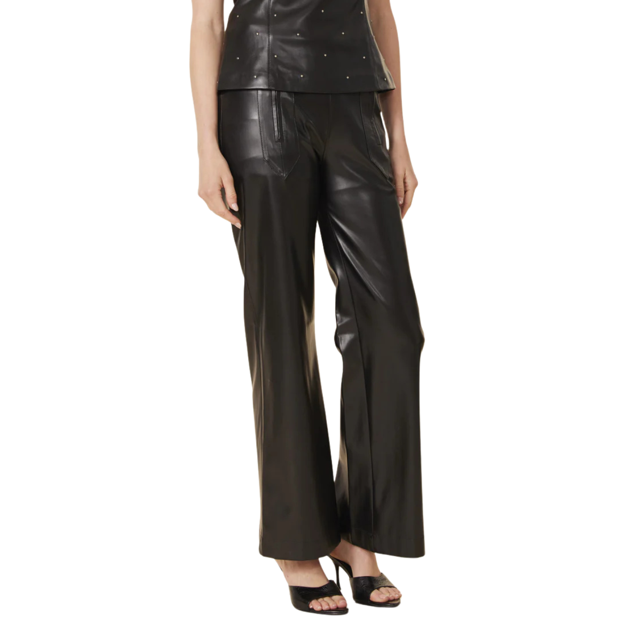 Dolce Cabo Vegan Leather Double Zip Pant -Black